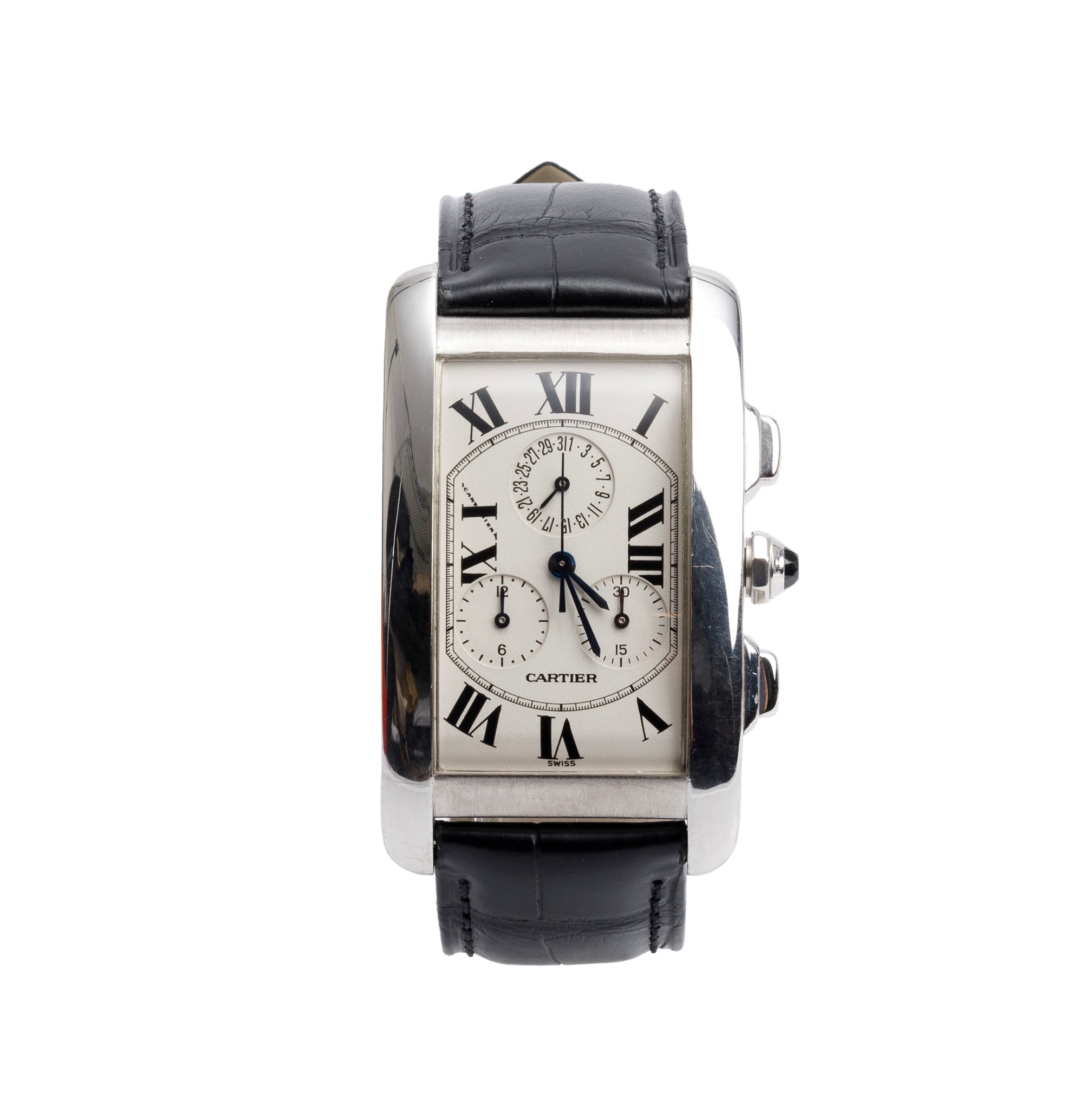 Cartier 18k White Gold Tank Americaine Chronoflex Watch 2312