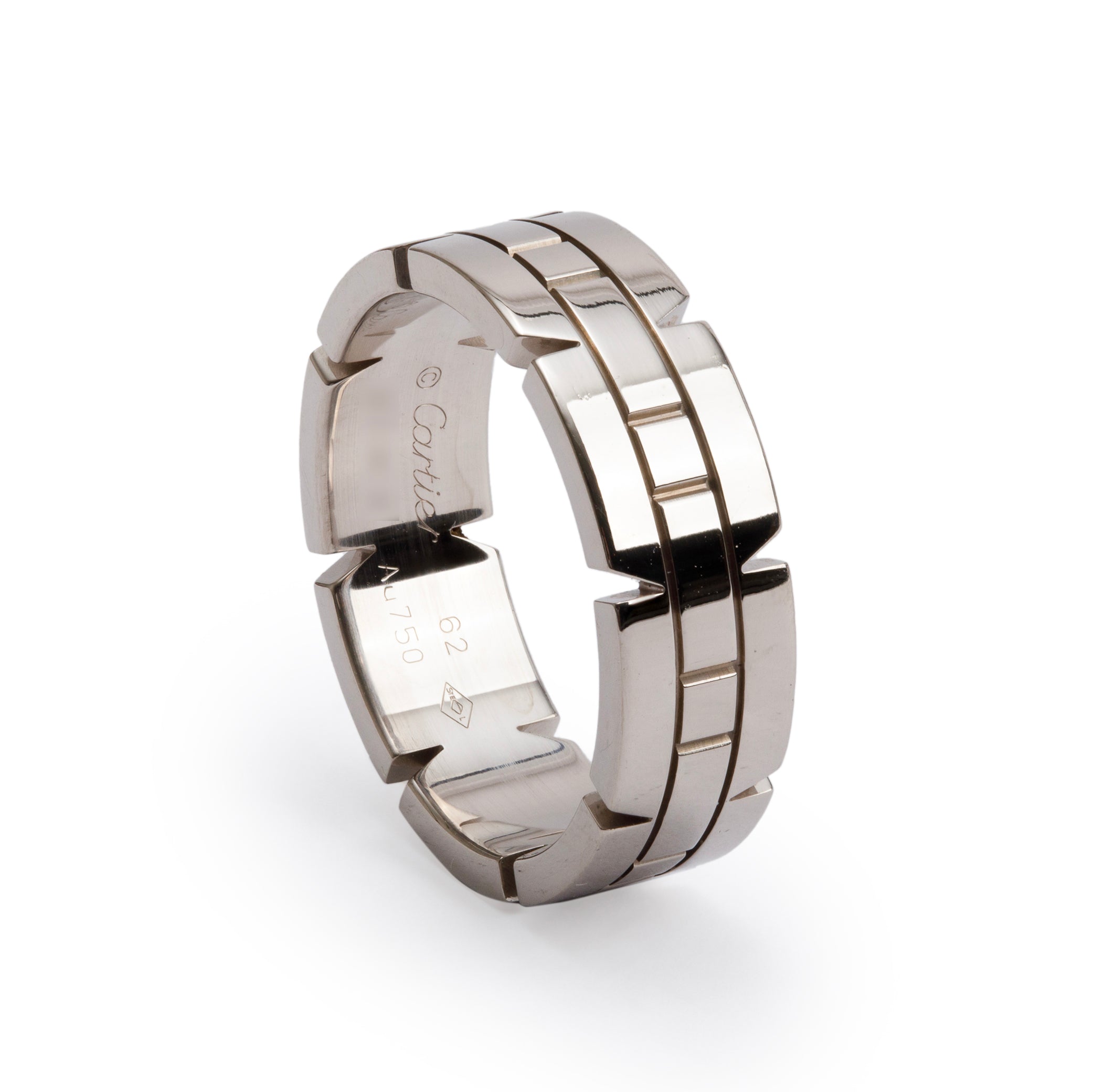Cartier 18k White Gold Tank Francaise Ring, Size 62 10 w/ Receipt & Certificate