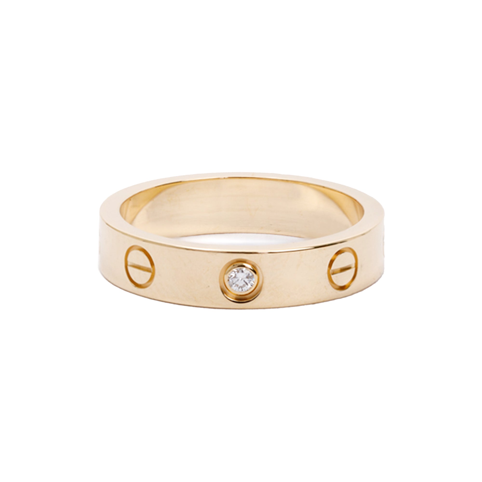 Cartier 18k Yellow Gold 1 Diamond 4 MM Love Wedding Band Ring, Size 51 5.75 w/ Box