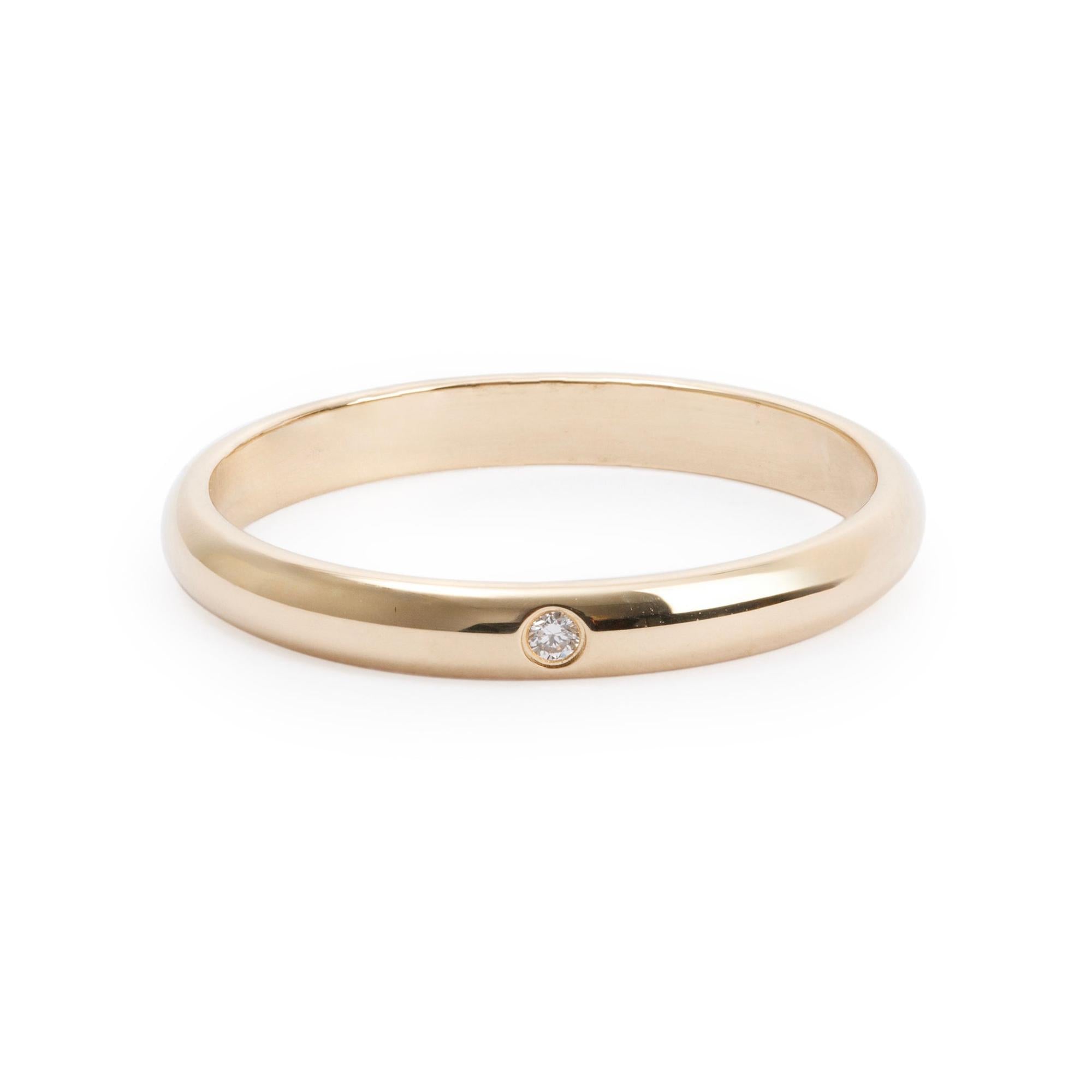 Cartier 18k Yellow Gold 2.6MM 1895 Diamond Wedding Band Ring, Size 56 7.5 w/ Box, Certificate & Receipt