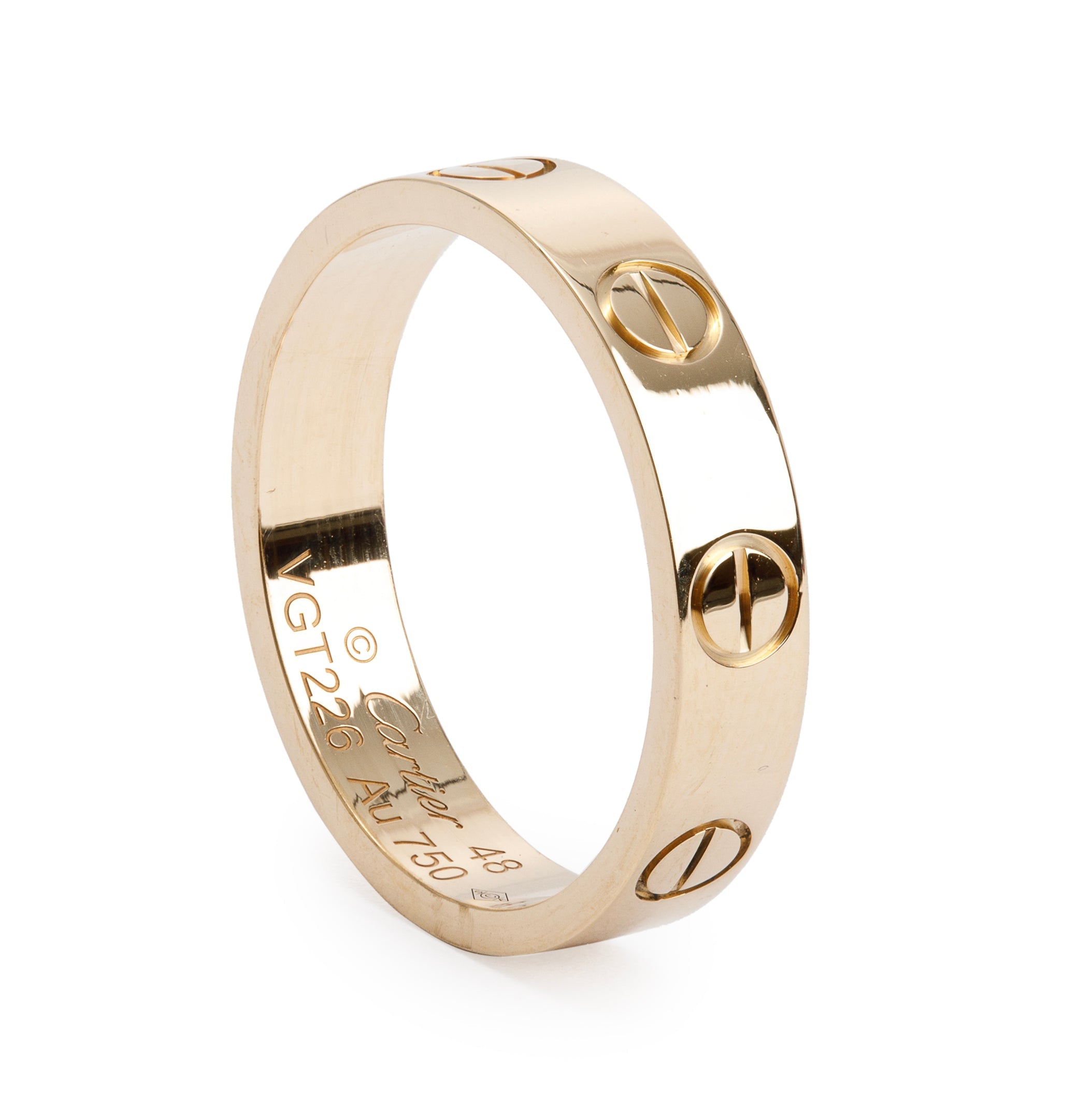 Cartier 18k Yellow Gold 3.6 MM Love Wedding Band Ring, Size 48 4.5 w/ Box & Certificate