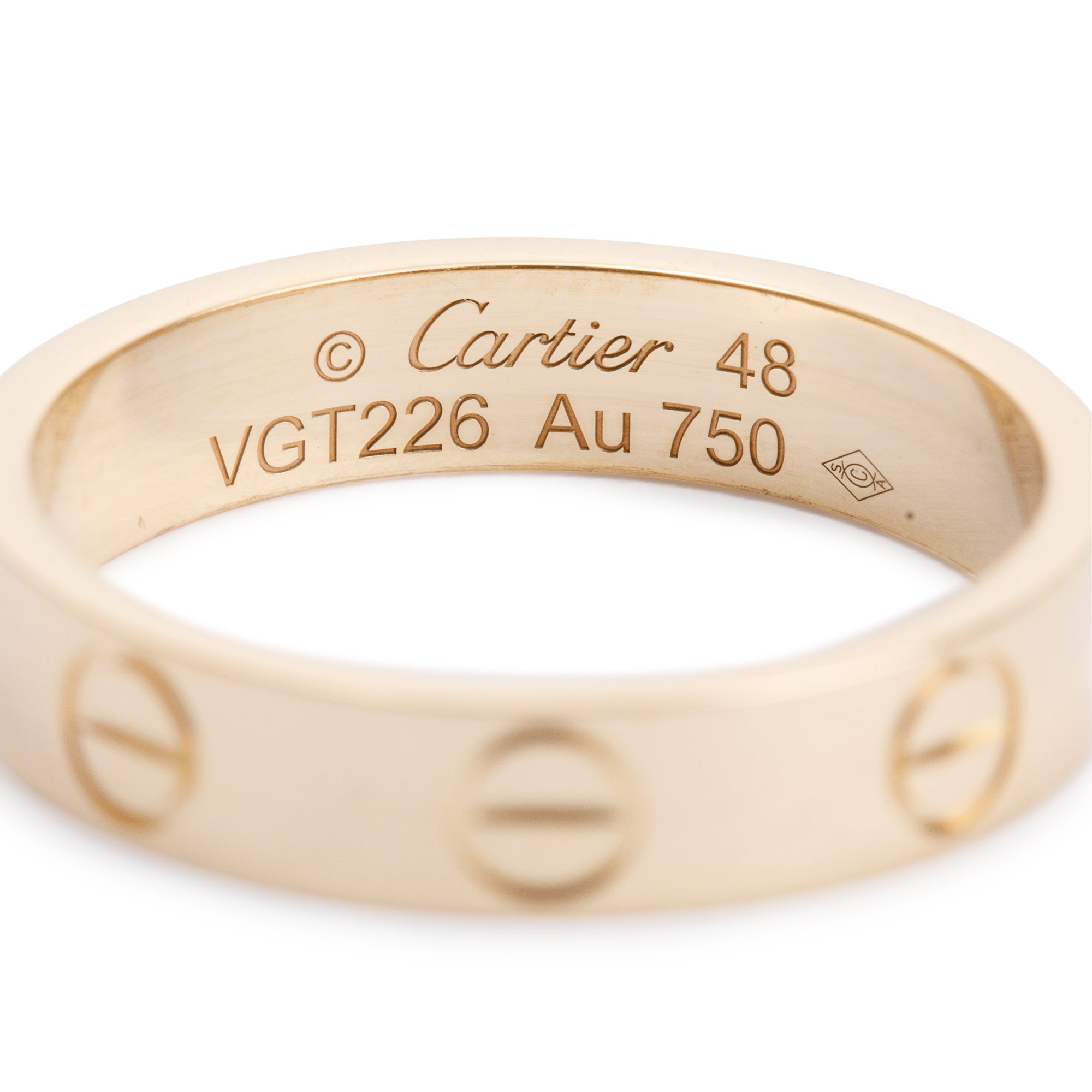 Cartier 18k Yellow Gold 3.6 MM Love Wedding Band Ring, Size 48 4.5 w/ Box & Certificate