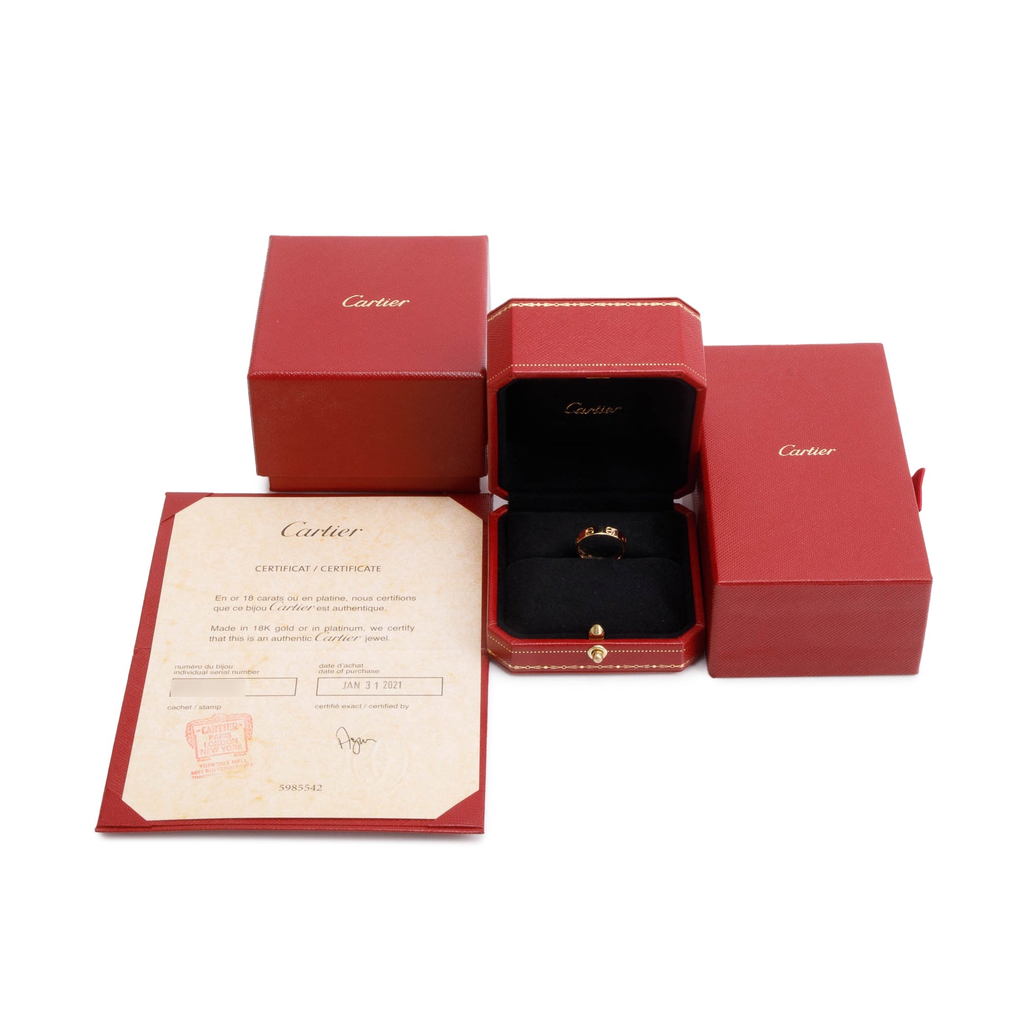 Cartier 18k Yellow Gold 3.6 mm Love Wedding Band Ring, Size 49 4.75 w/ Box & Certificate
