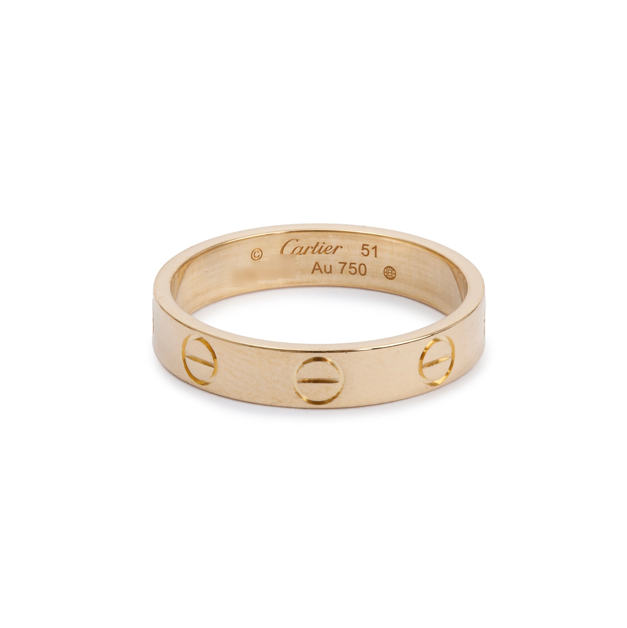 Cartier 18k Yellow Gold 3.6 mm Love Wedding Band Ring, Size 51 5.75 w/ Box & Certificate