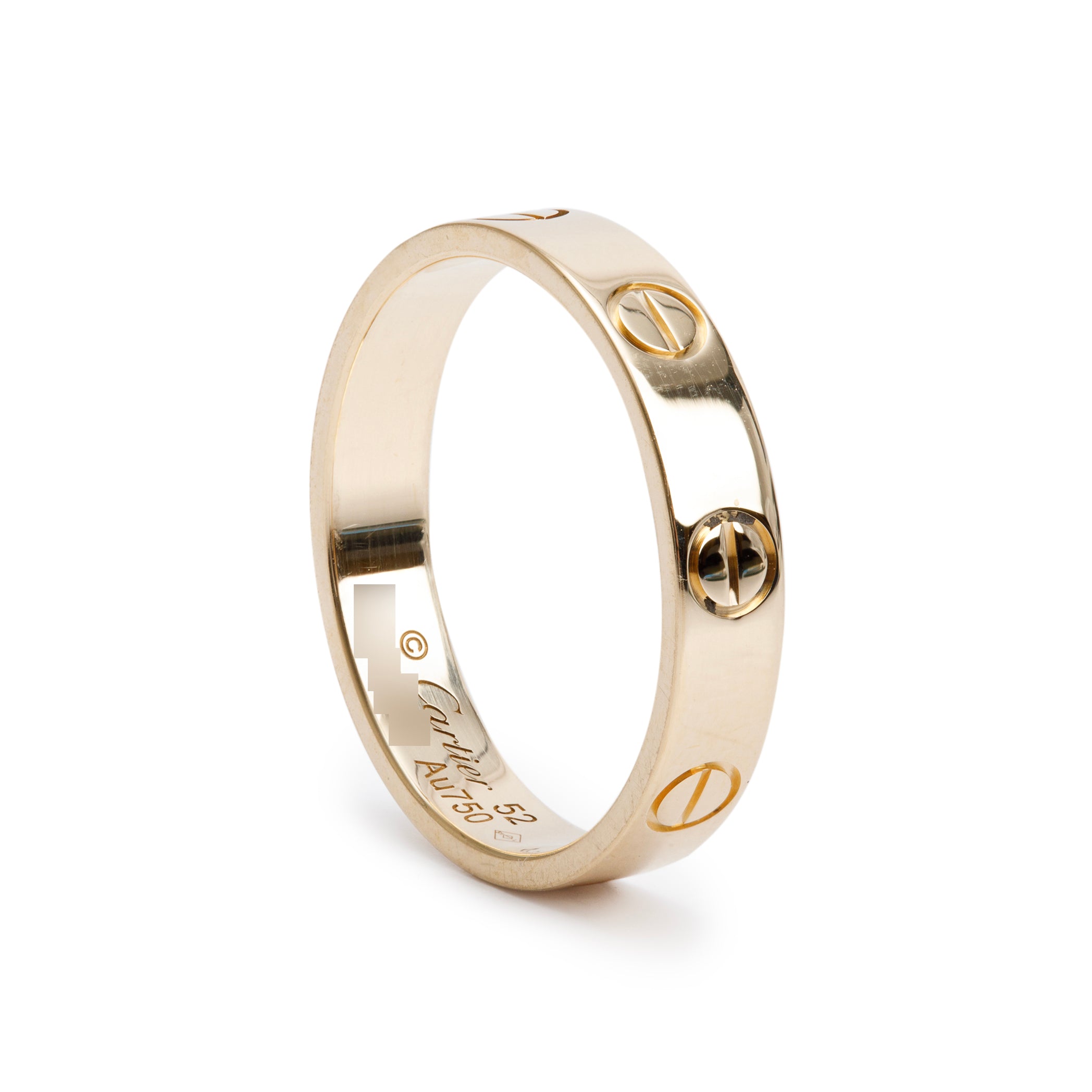 Cartier 18k Yellow Gold 3.6 mm Love Wedding Band Ring, Size 52 6