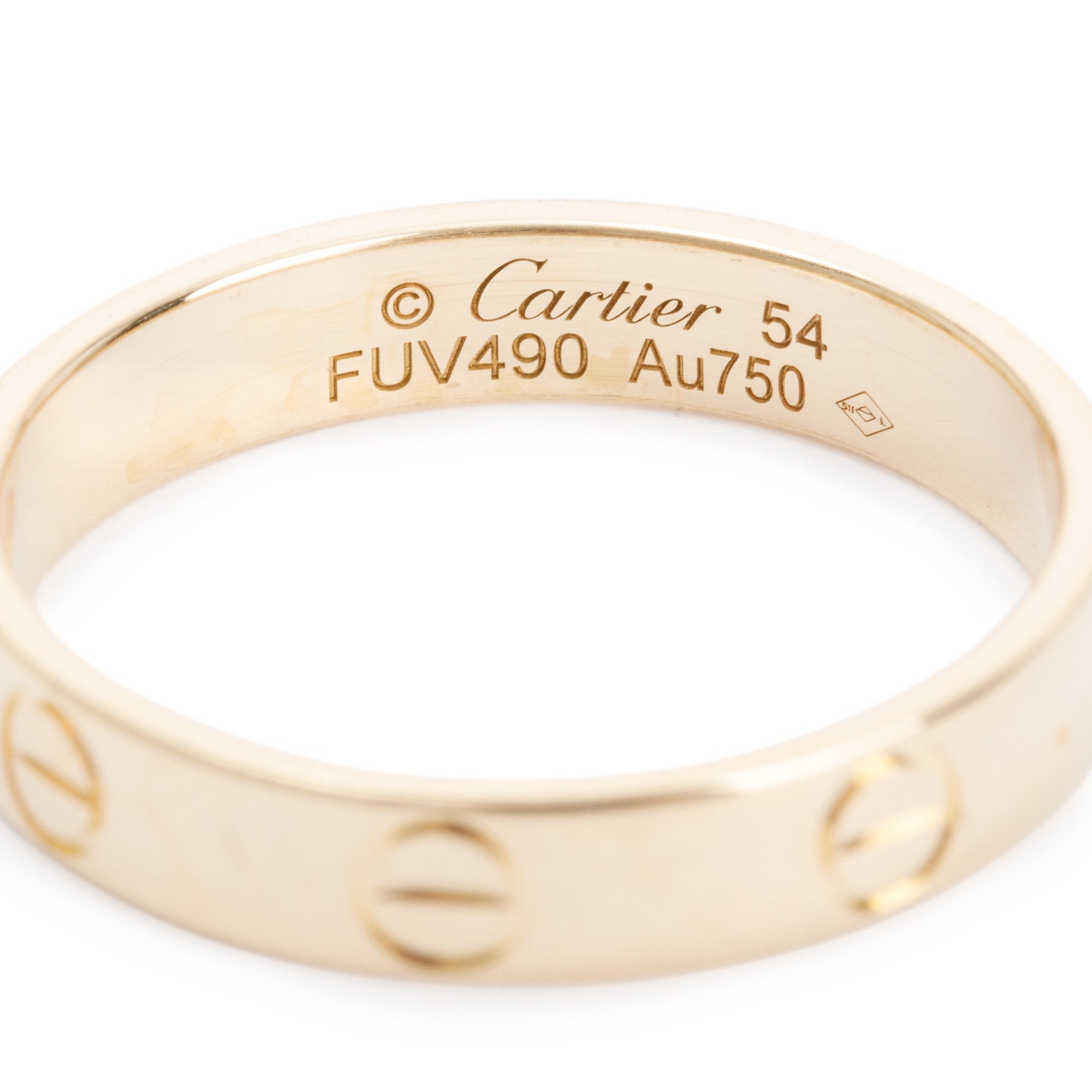 Cartier 18k Yellow Gold 3.6 mm Love Wedding Band Ring, Size 54 7