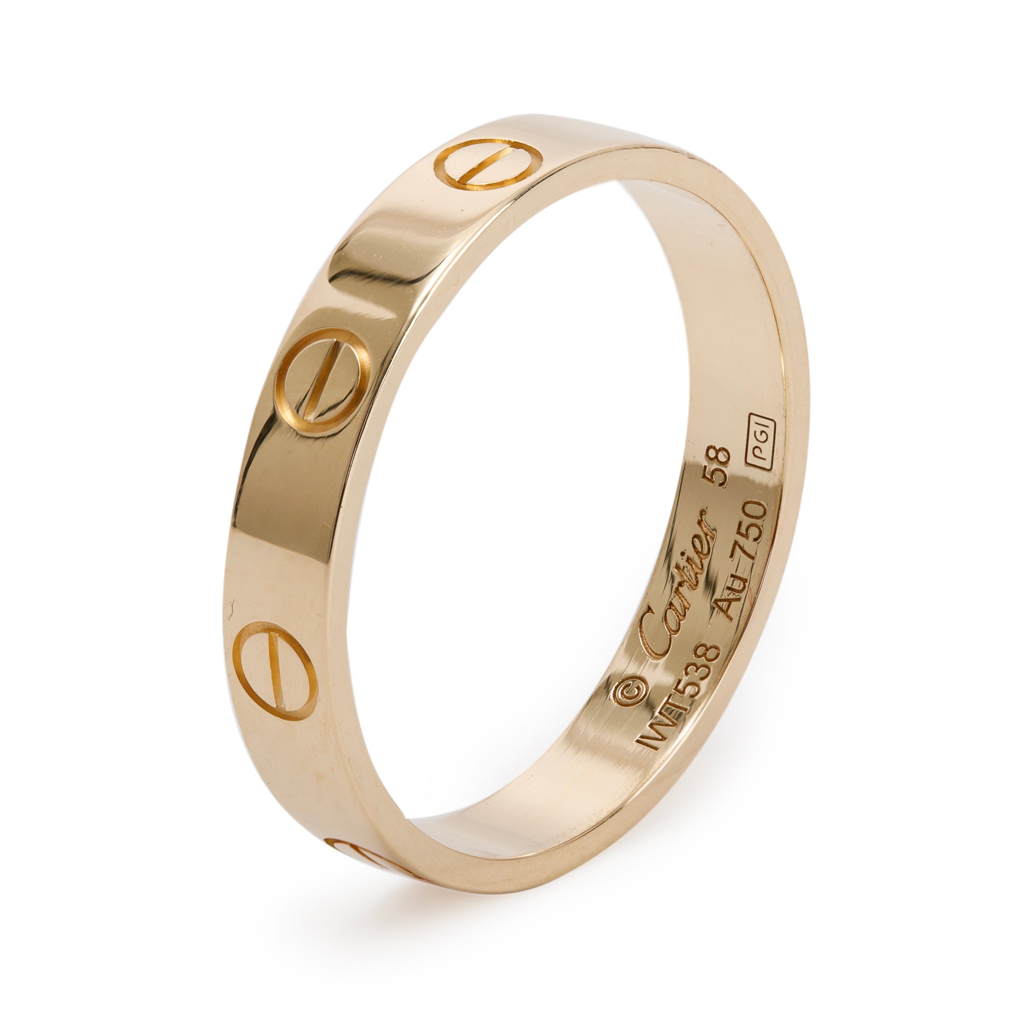 Cartier 18k Yellow Gold 3.6 mm Love Wedding Band Ring w/ Box & Certificate