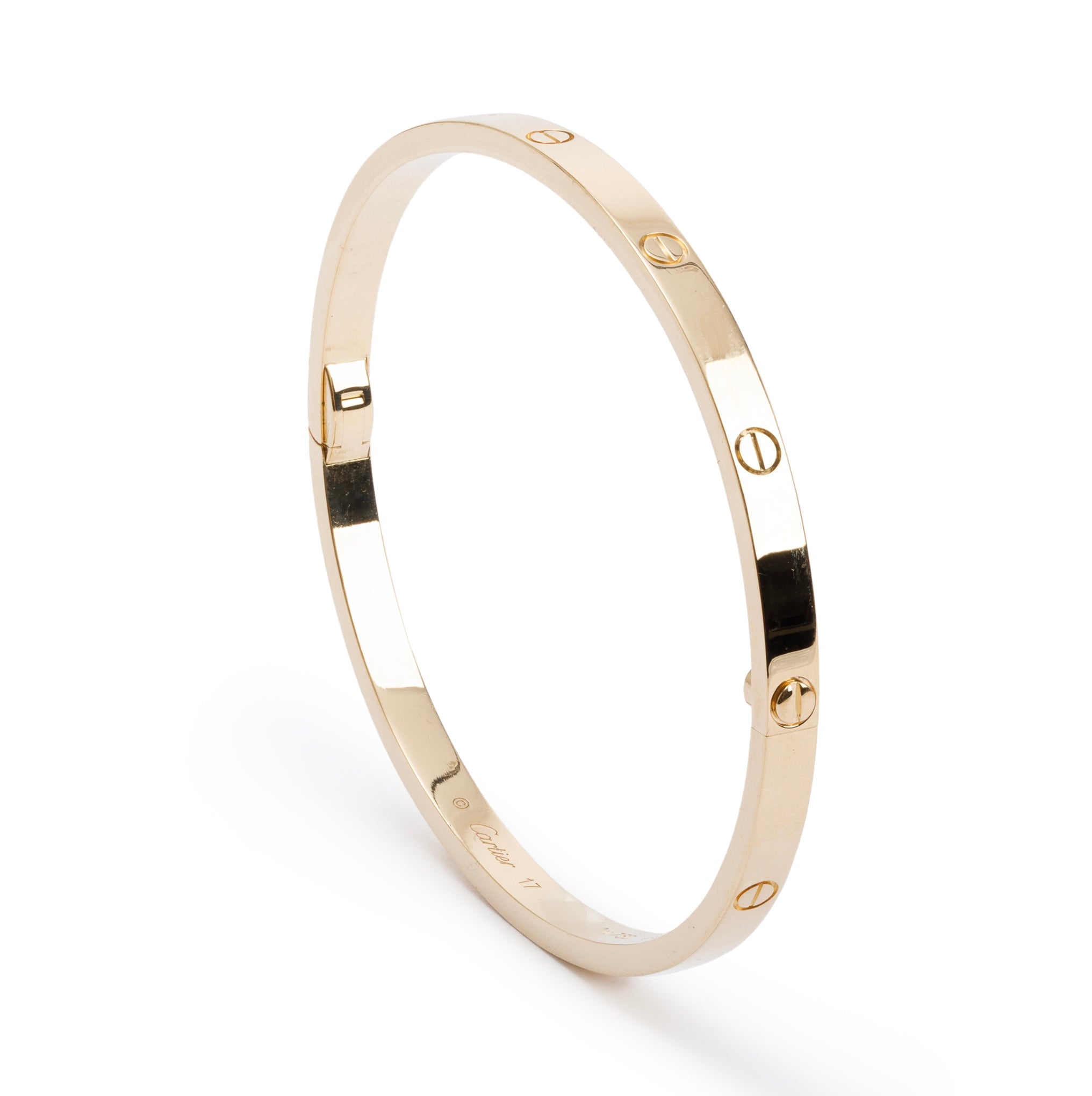 Cartier 18k Yellow Gold 3.65 MM Love Bracelet, Small Model, Size 17 w/ Box