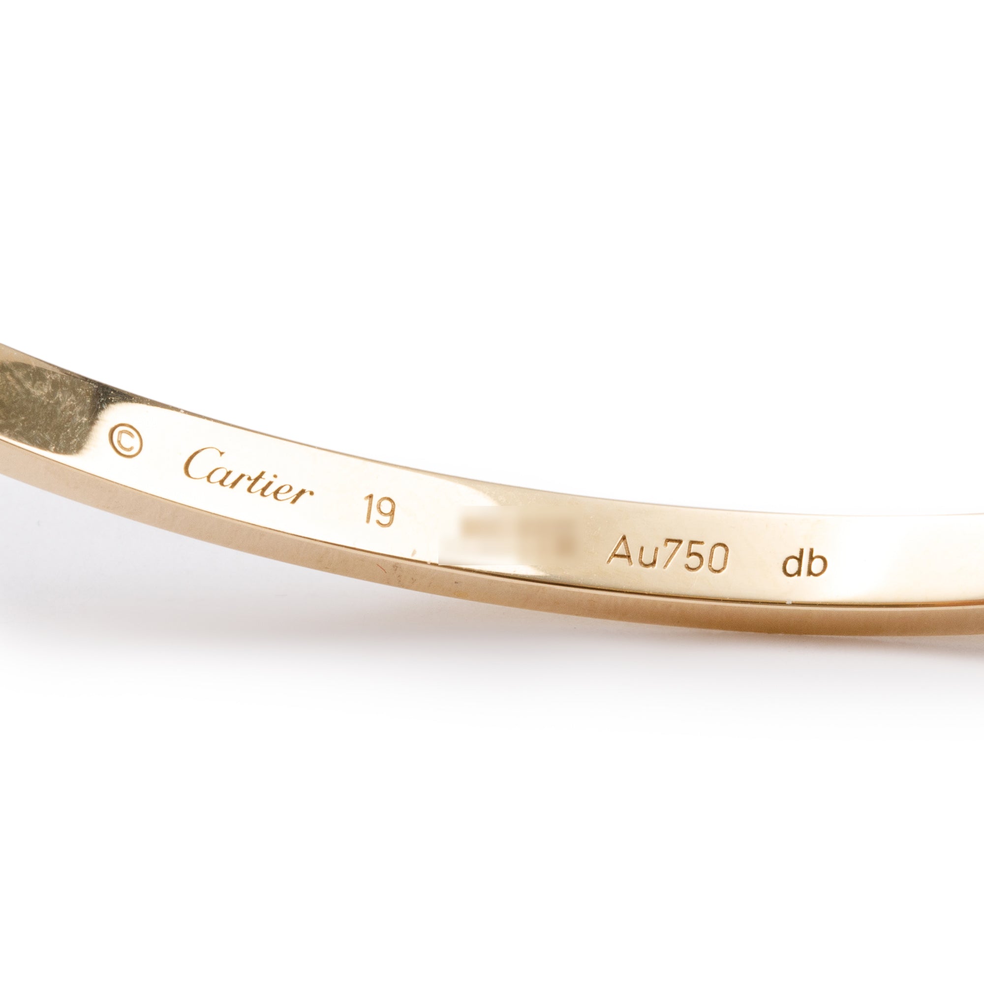 Cartier 18k Yellow Gold 3.65 MM Love Bracelet, Small Model, Size 19 w/ Pouch, Certificate & Receipt