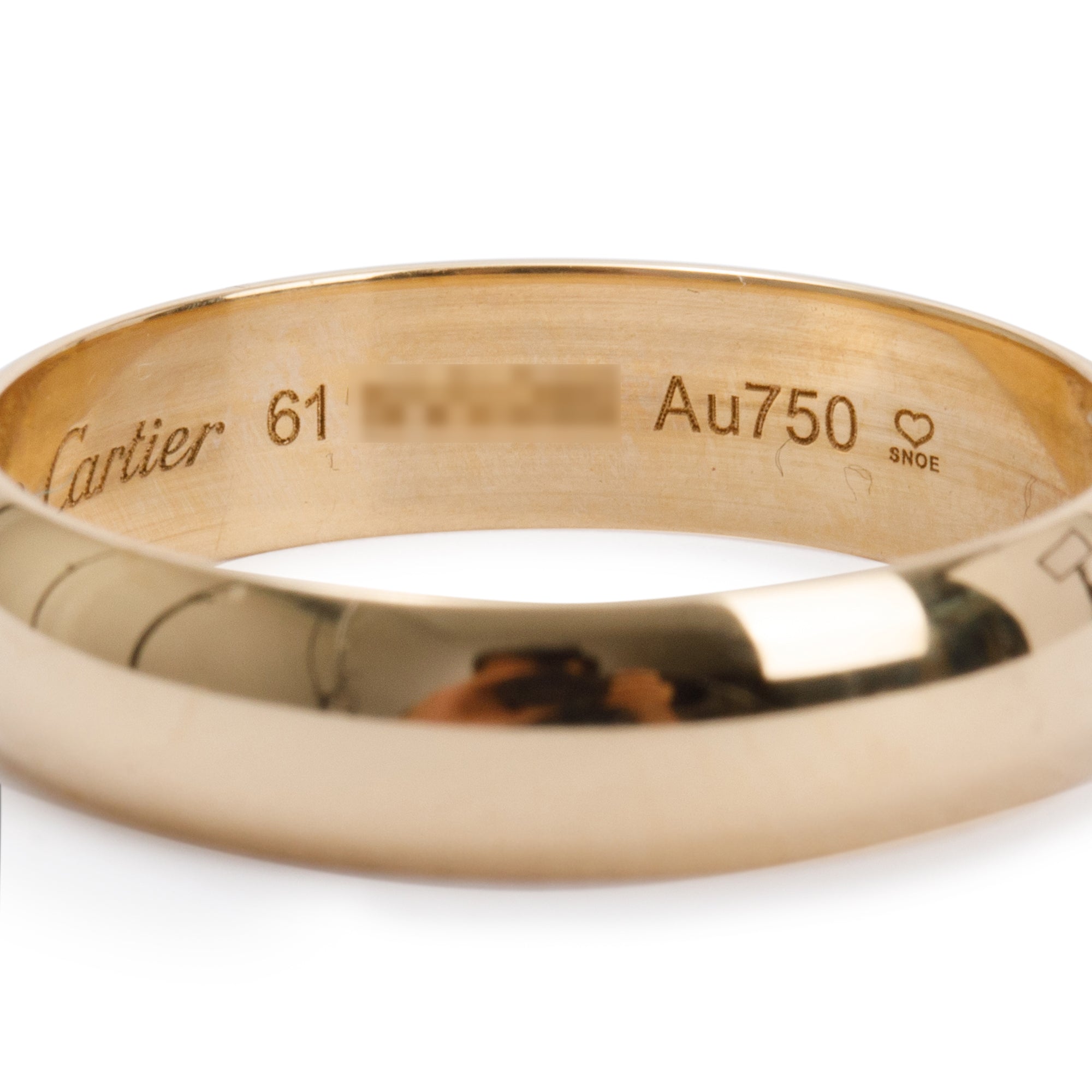 Cartier 18k Yellow Gold 5MM 1895 Wedding Band Ring, Size 61 9.5 w/ Box, Certificate & Receipt