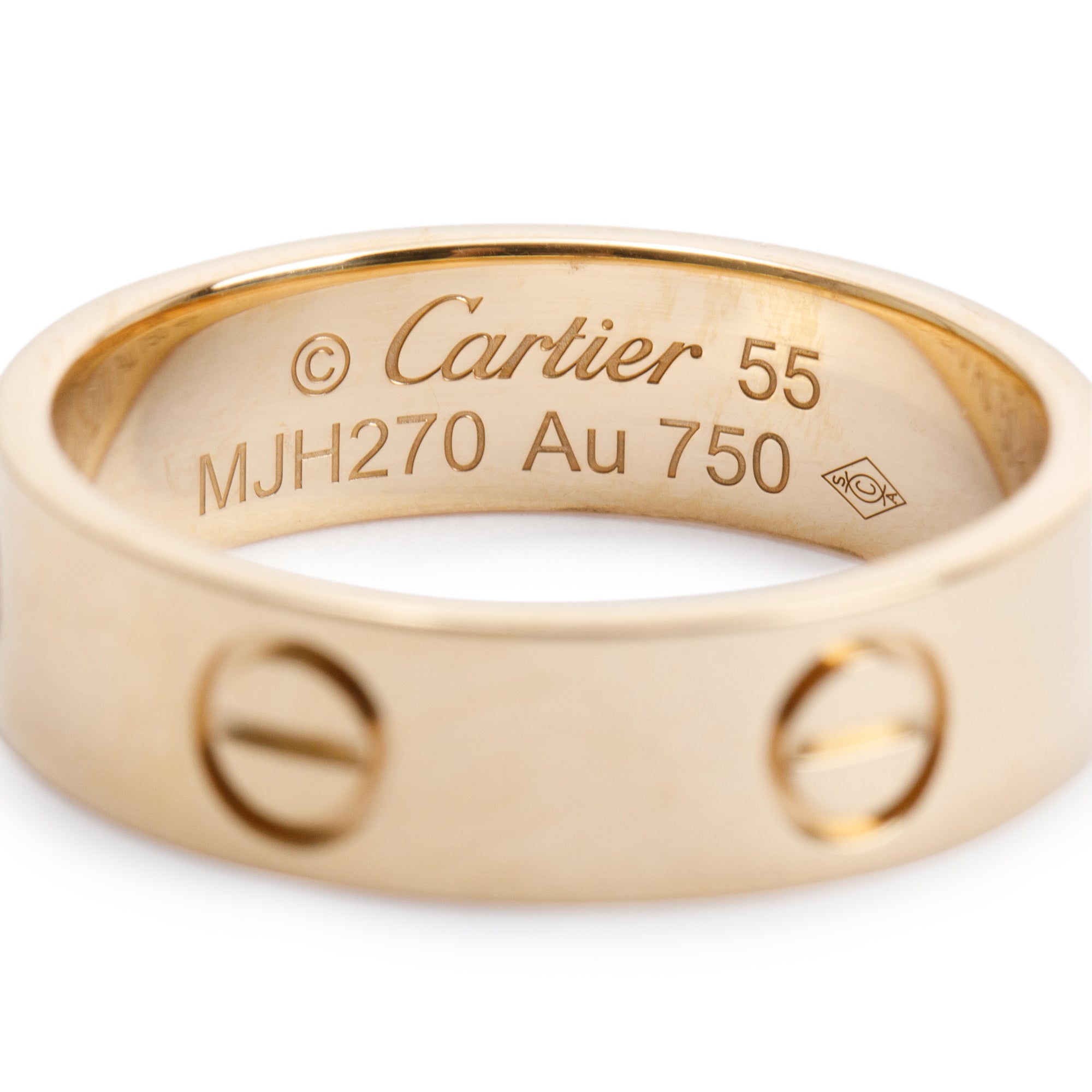 Cartier 18k Yellow Gold 5.5 MM Love Ring, Size 55 7.25