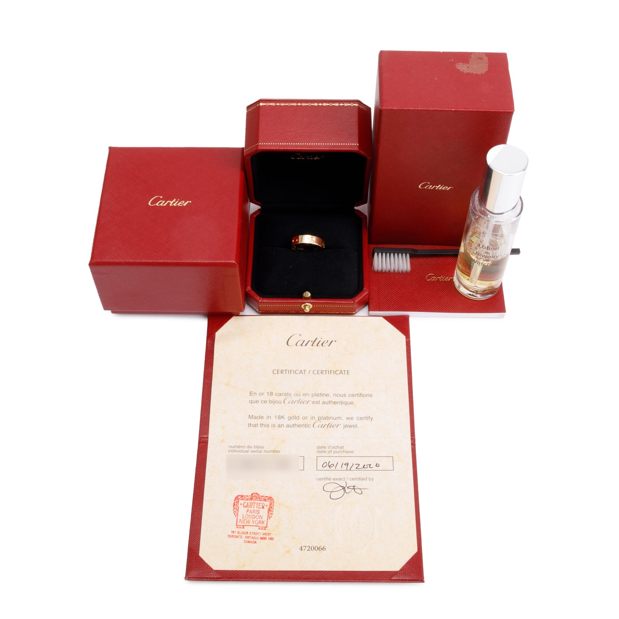 Cartier 18k Yellow Gold 5.5 MM Love Ring, Size 58 8.25 w/ Box, Receipt & Certificate