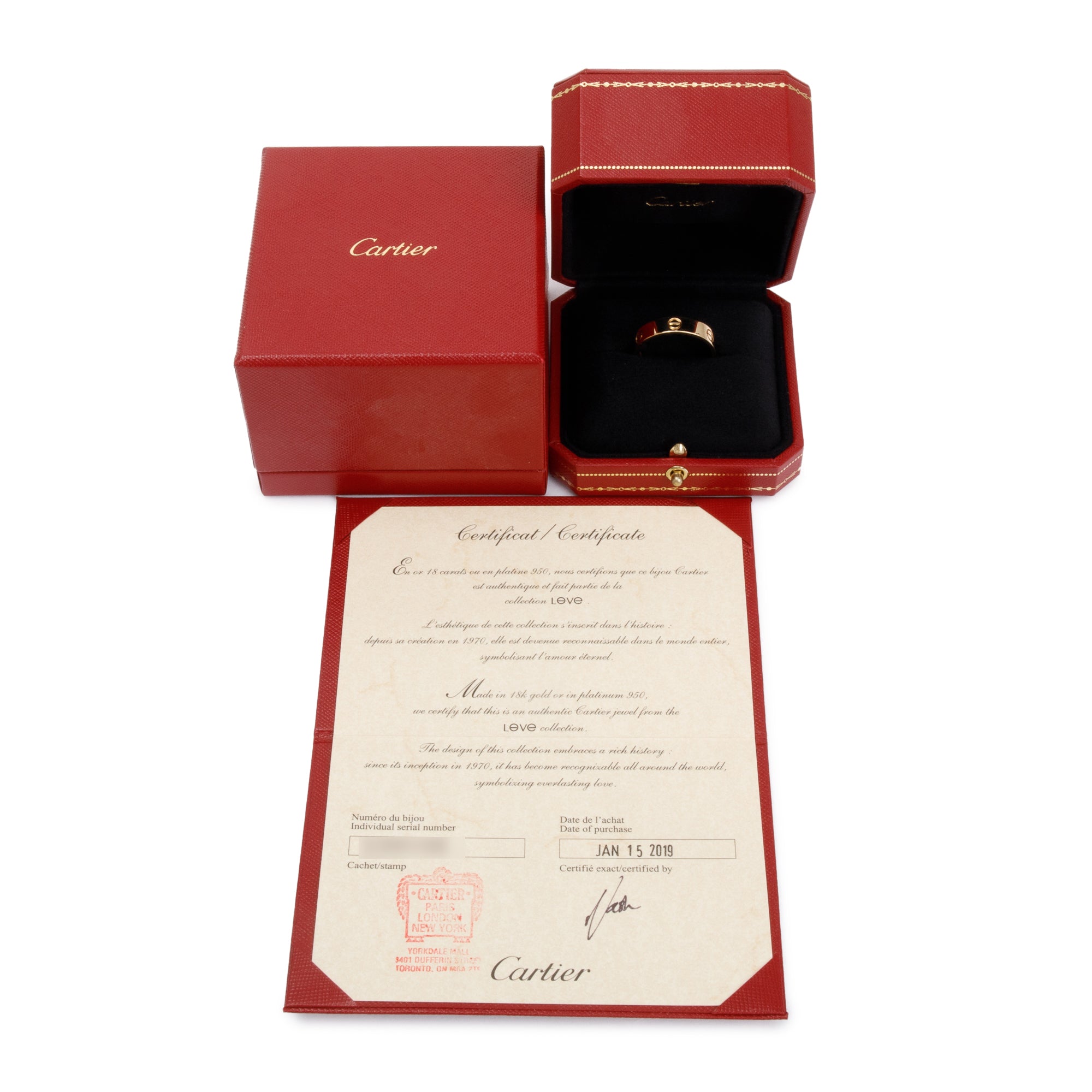 Cartier 18k Yellow Gold 5.5 MM Love Ring, Size 68 12.25 w/ Box & Certificate