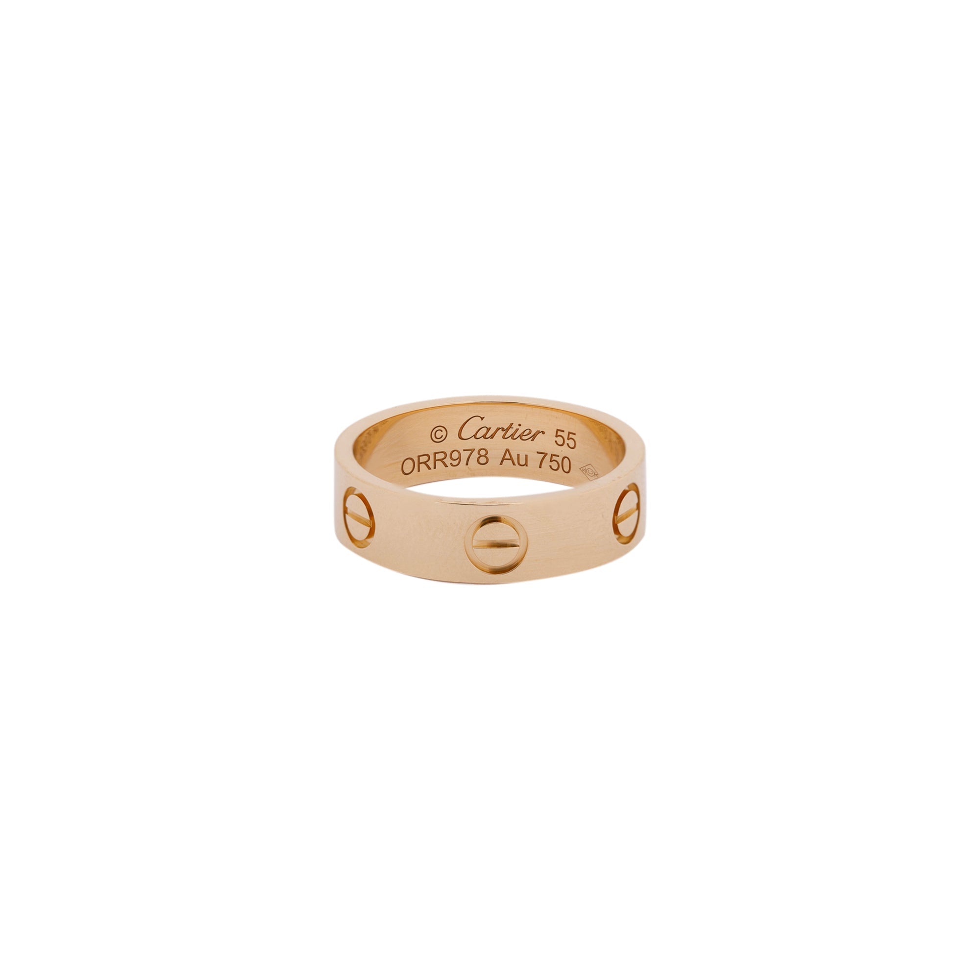 Cartier 18k Yellow Gold 5.5 MM Love Ring w/ Box, Certificate & Receipt
