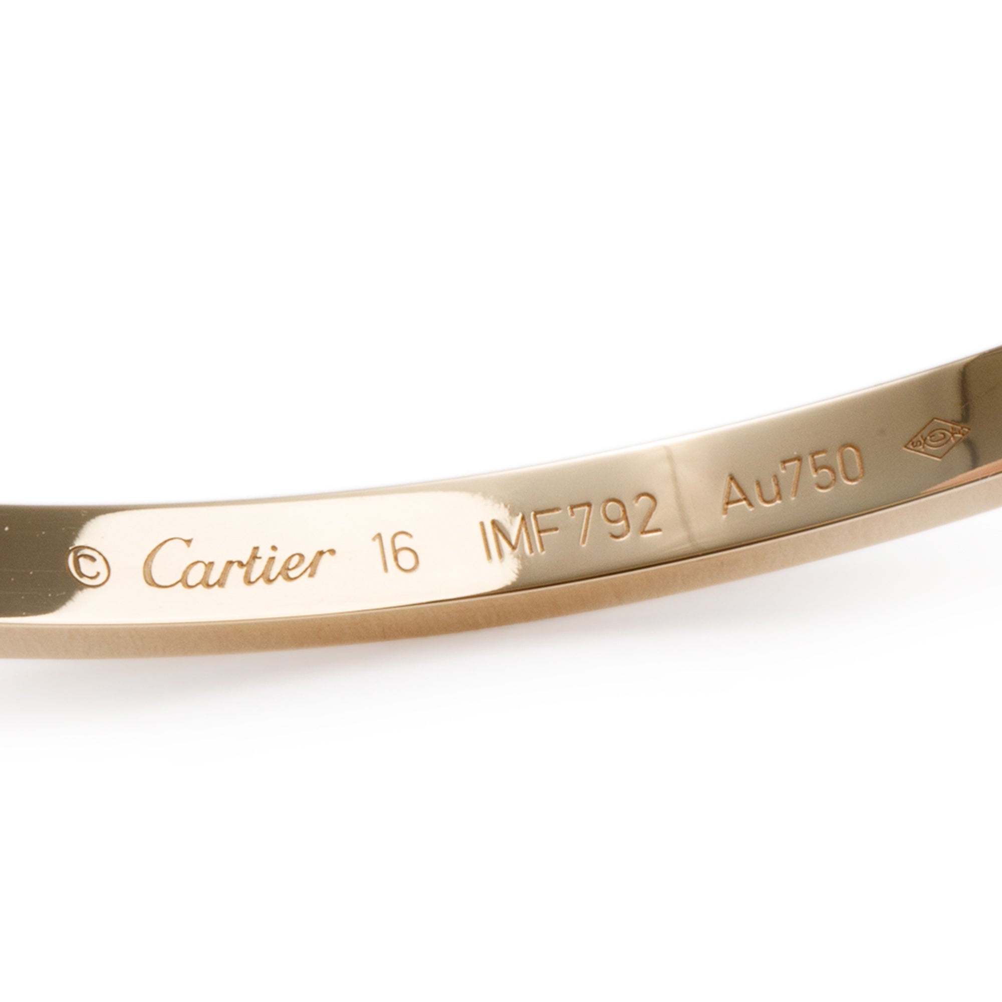 Cartier 18k Yellow Gold 6 Diamond Love Bracelet, Small Model, Size 16 w/ Certificate