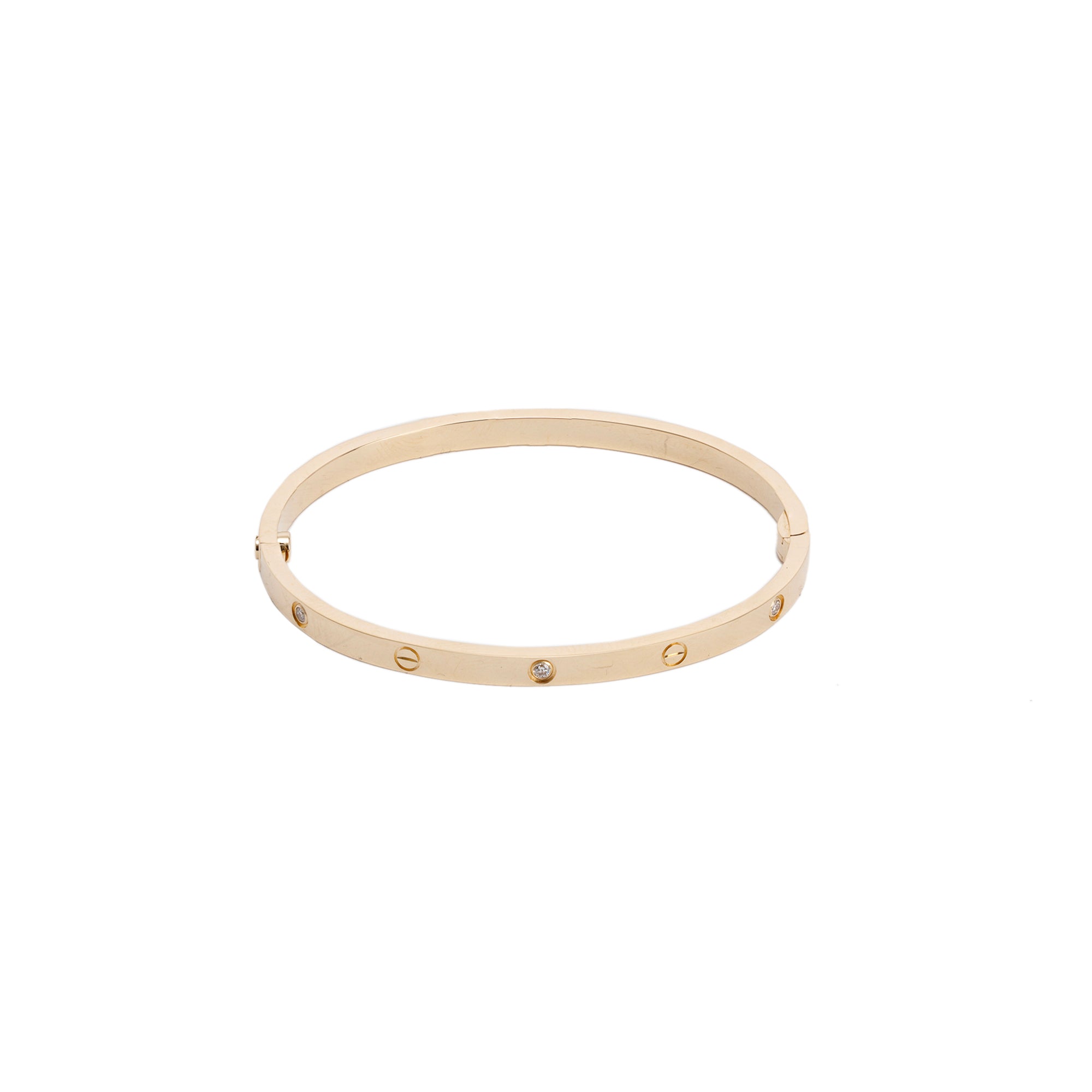 Cartier 18k Yellow Gold 6 Diamond Love Bracelet, Small Model w/ Box & Certificate