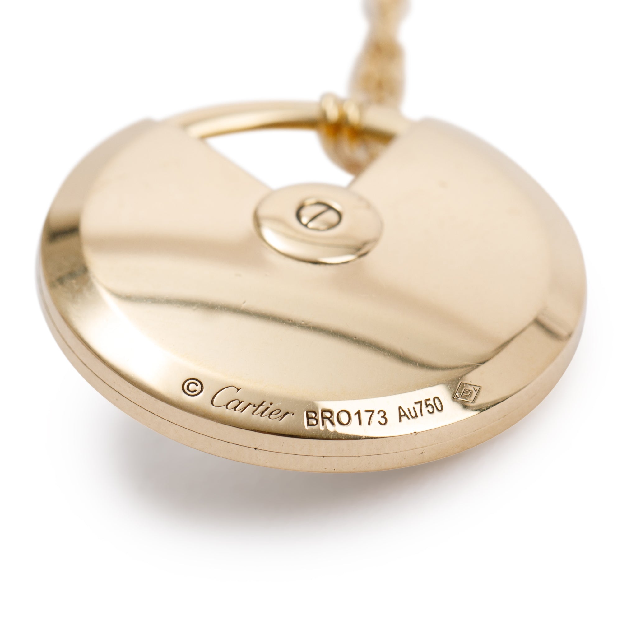 Cartier 18k Yellow Gold Diamond Amulette de Cartier Mother of Pearl Large Pendant Necklace w/ Box