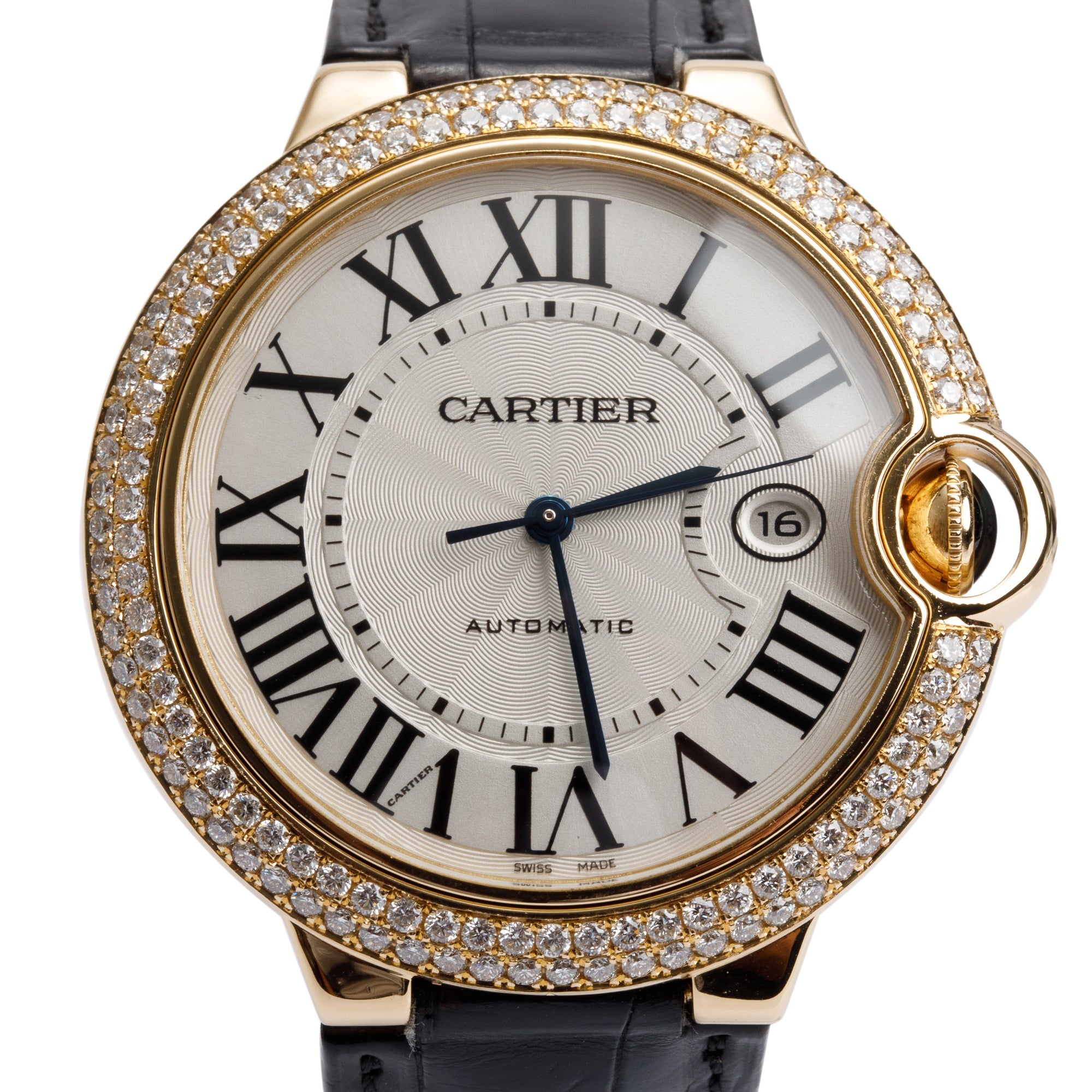 Cartier 18k Yellow Gold Diamond Bezel Ballon Bleu de Cartier 42MM Automatic Watch 2998