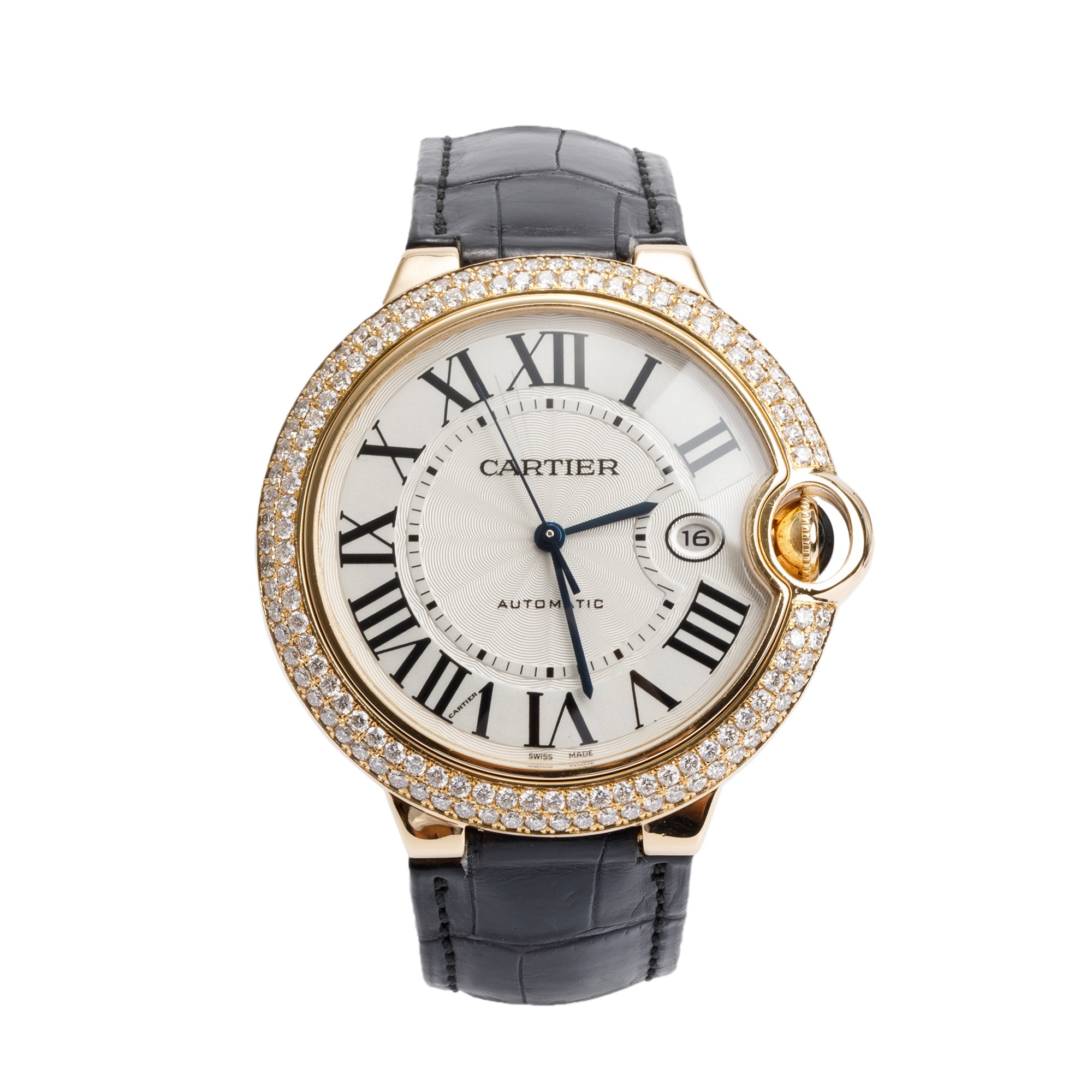 Cartier 18k Yellow Gold Diamond Bezel Ballon Bleu de Cartier 42MM Automatic Watch 2998