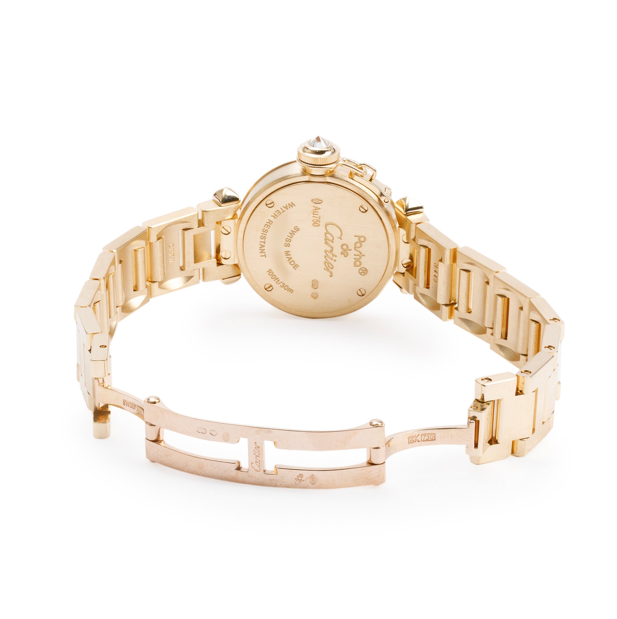 Cartier 18k Yellow Gold Diamond Bezel Mini Miss Pasha 27 MM Watch