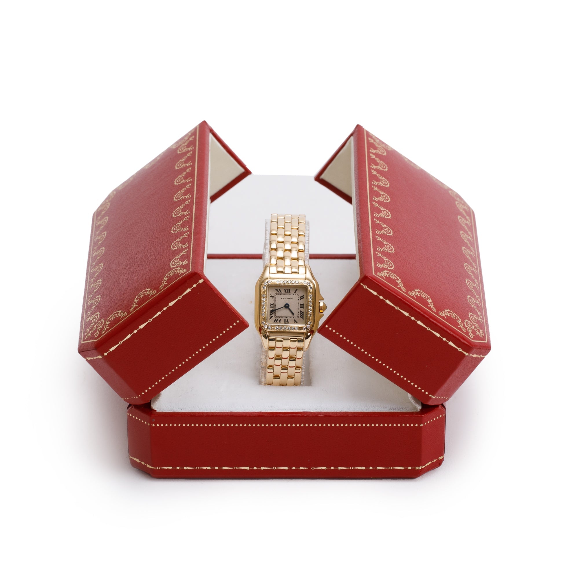 Cartier 18k Yellow Gold Diamond Bezel Panthere de Cartier Watch, Small Model w/ Box