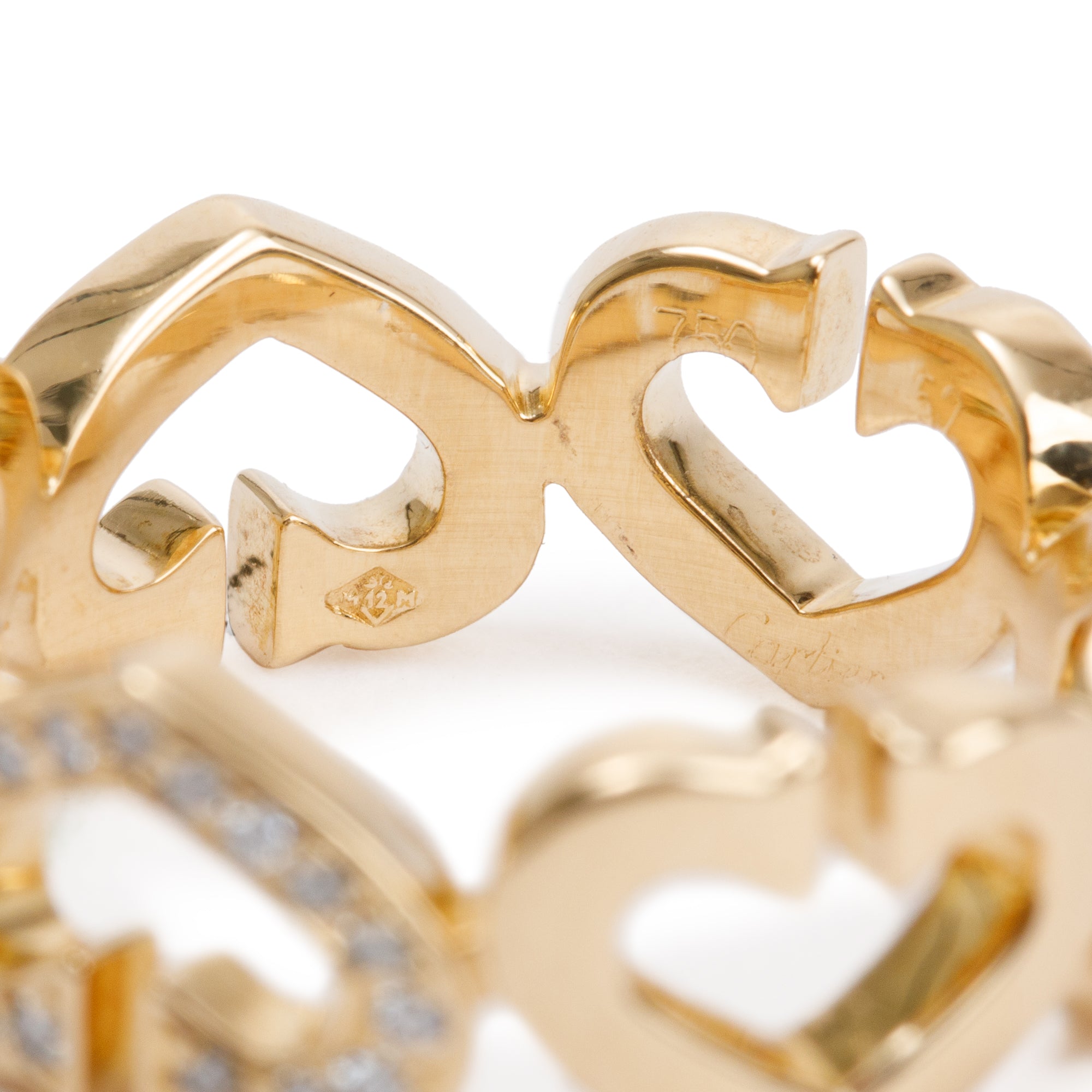 Cartier 18k Yellow Gold Diamond C Heart of Cartier Ring, Size 52 6