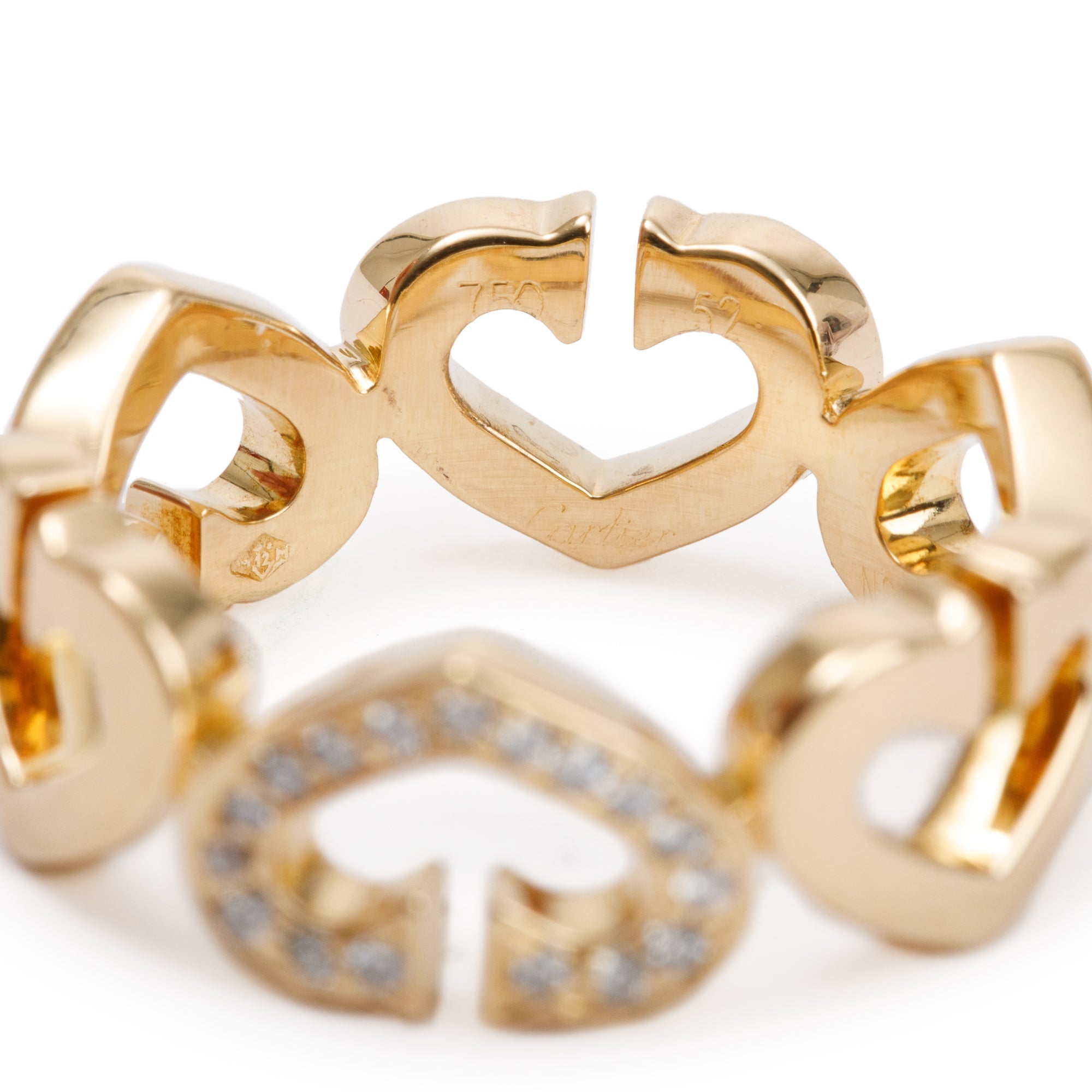 Cartier 18k Yellow Gold Diamond C Heart of Cartier Ring, Size 52 6