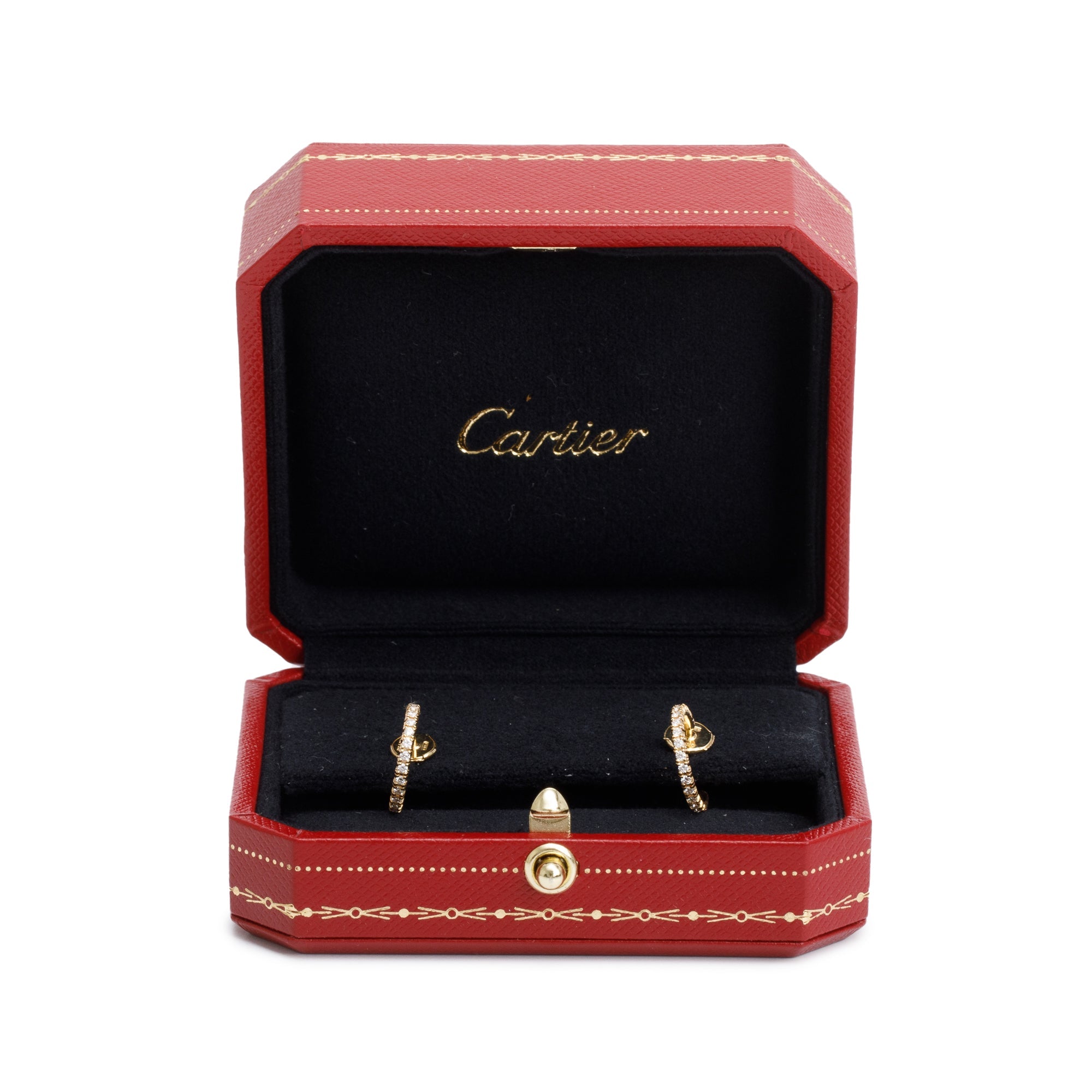 Cartier 18k Yellow Gold Diamond Etincelle de Cartier Hoop Earrings, Small Model w/ Box
