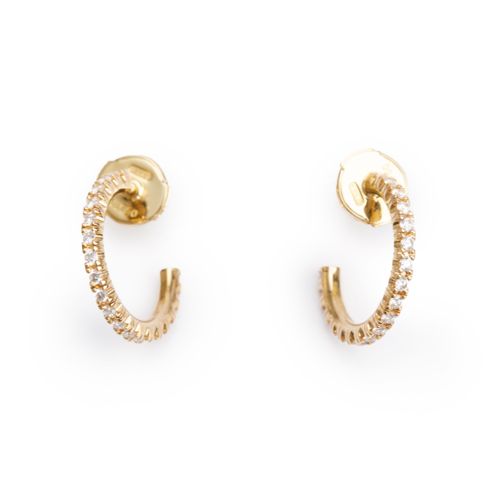 Cartier 18k Yellow Gold Diamond Etincelle de Cartier Hoop Earrings, Small Model w/ Box