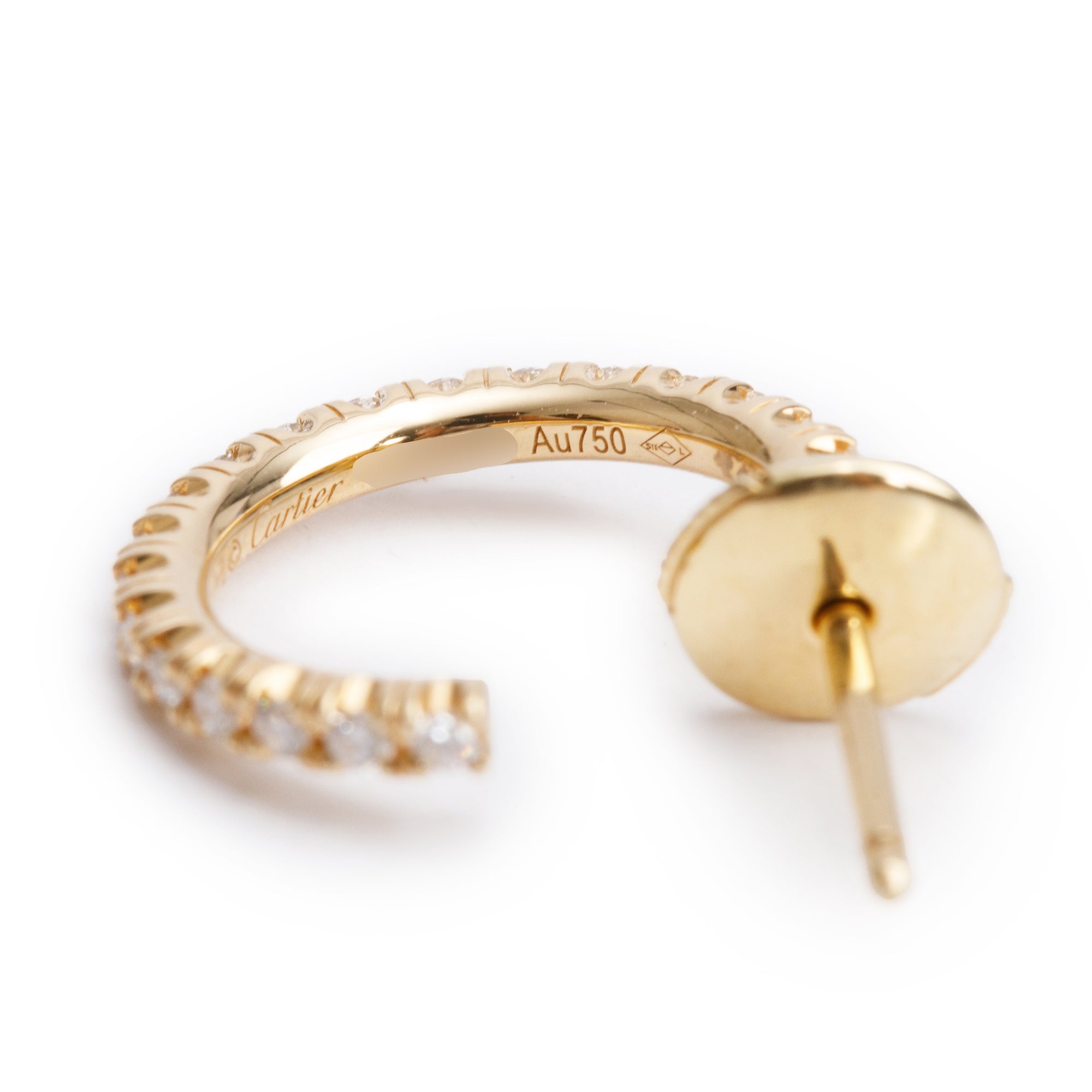 Cartier 18k Yellow Gold Diamond Etincelle de Cartier Hoop Earrings, Small Model w/ Box