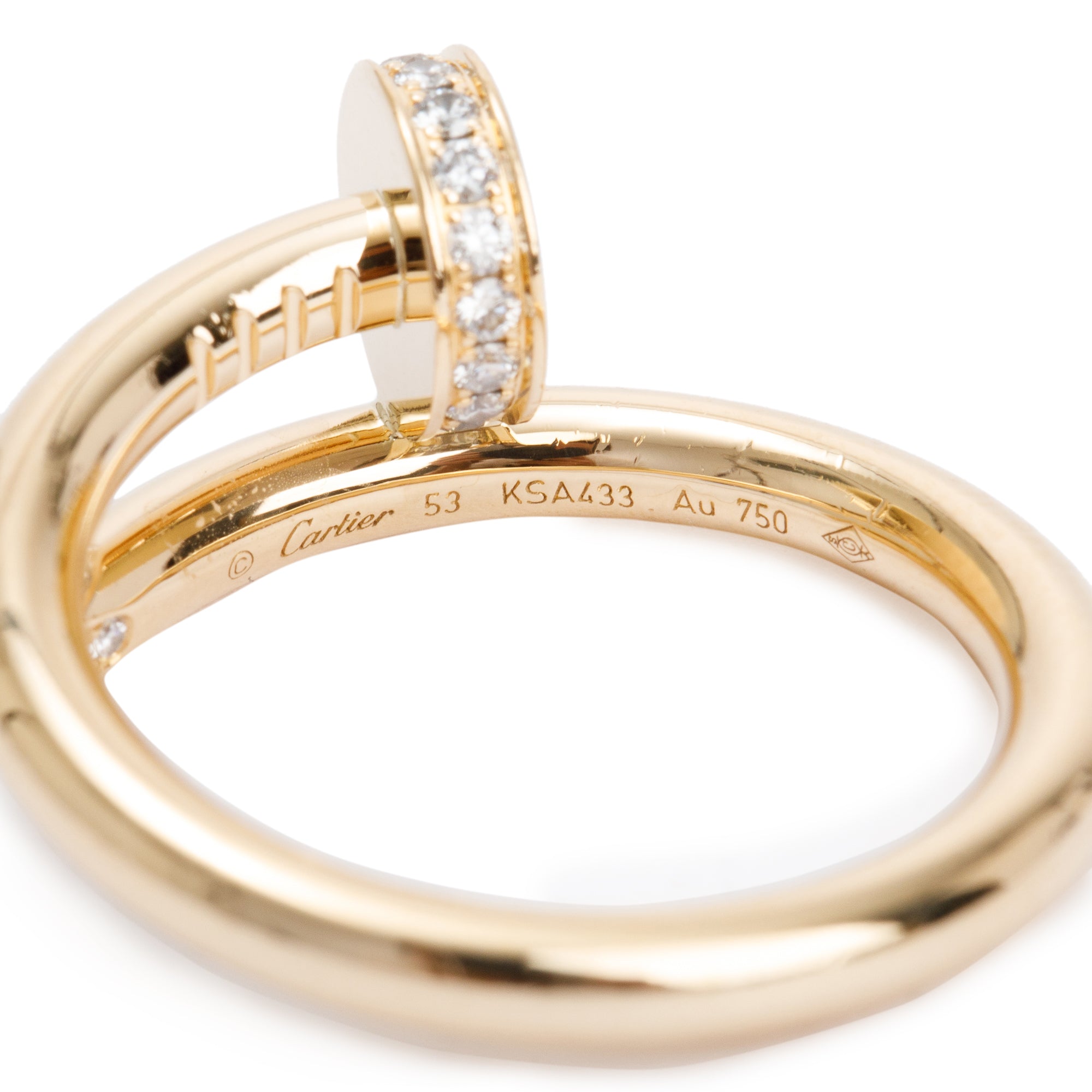 Cartier 18k Yellow Gold Diamond Juste Un Clou Ring, Size 53 6.25
