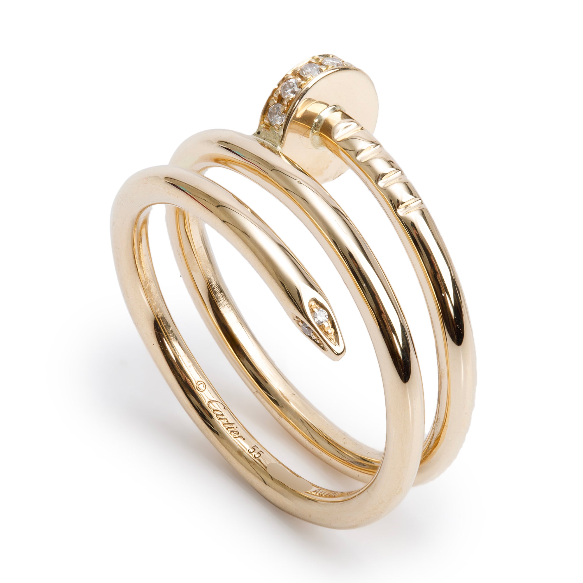 Cartier 18k Yellow Gold Diamond Juste Un Clou Ring, Size 55 7.25