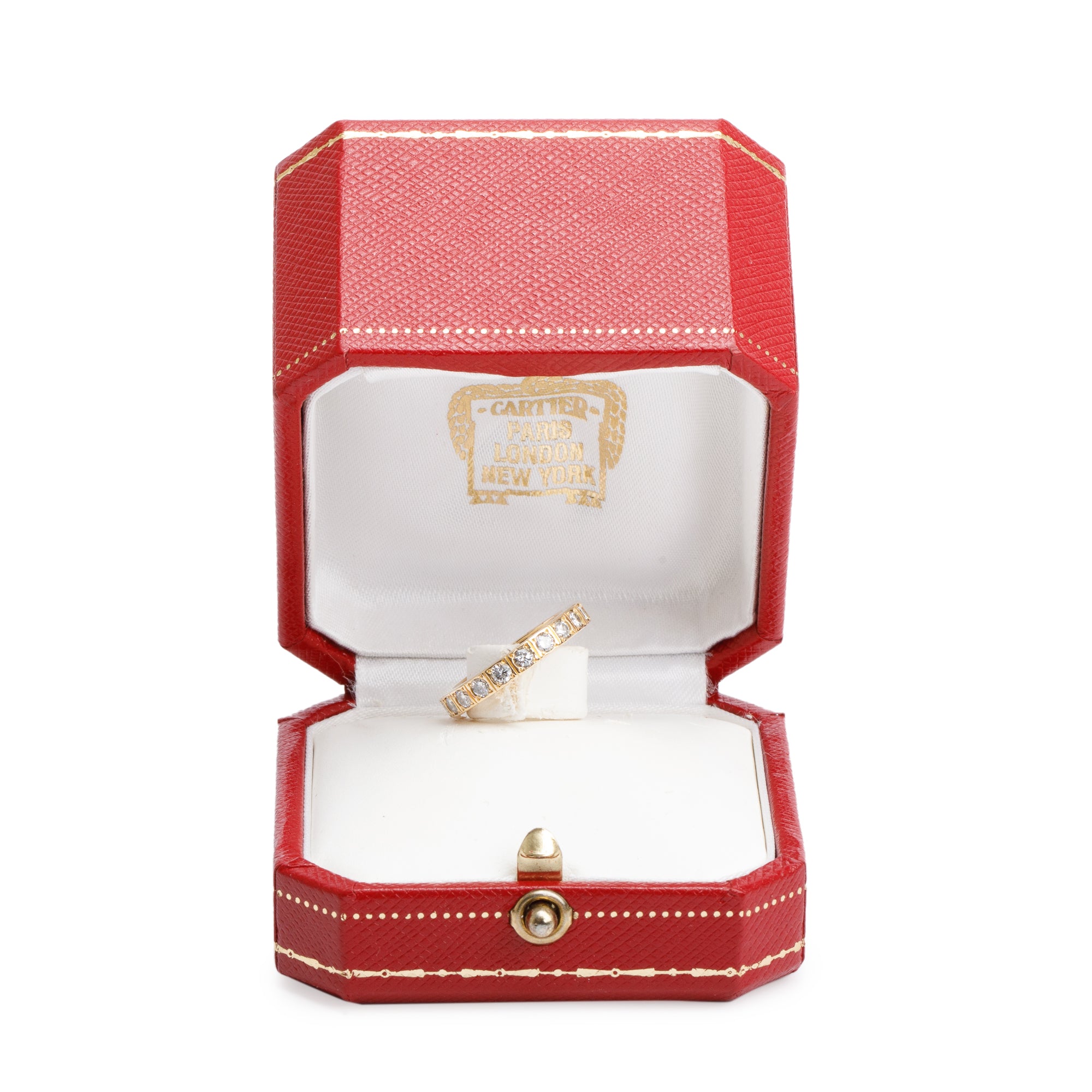 Cartier 18k Yellow Gold Diamond Lanières Ring, Size 49 4.5 w/ Box