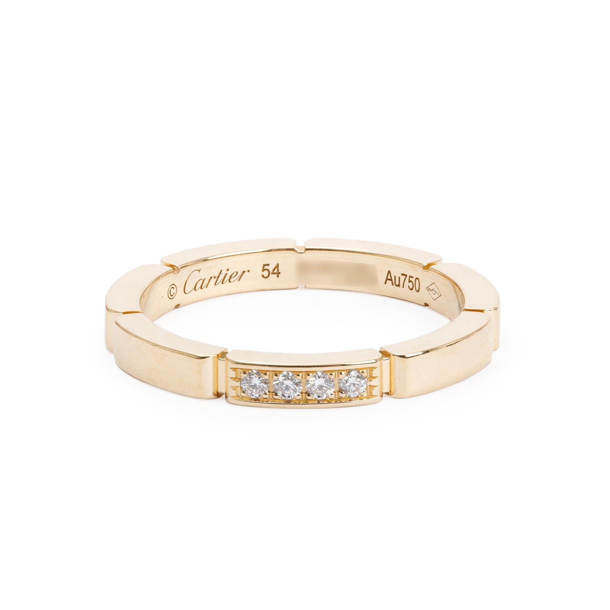 Cartier 18k Yellow Gold Diamond Maillon Panthere 2.5 MM Wedding Band, Size 54 7