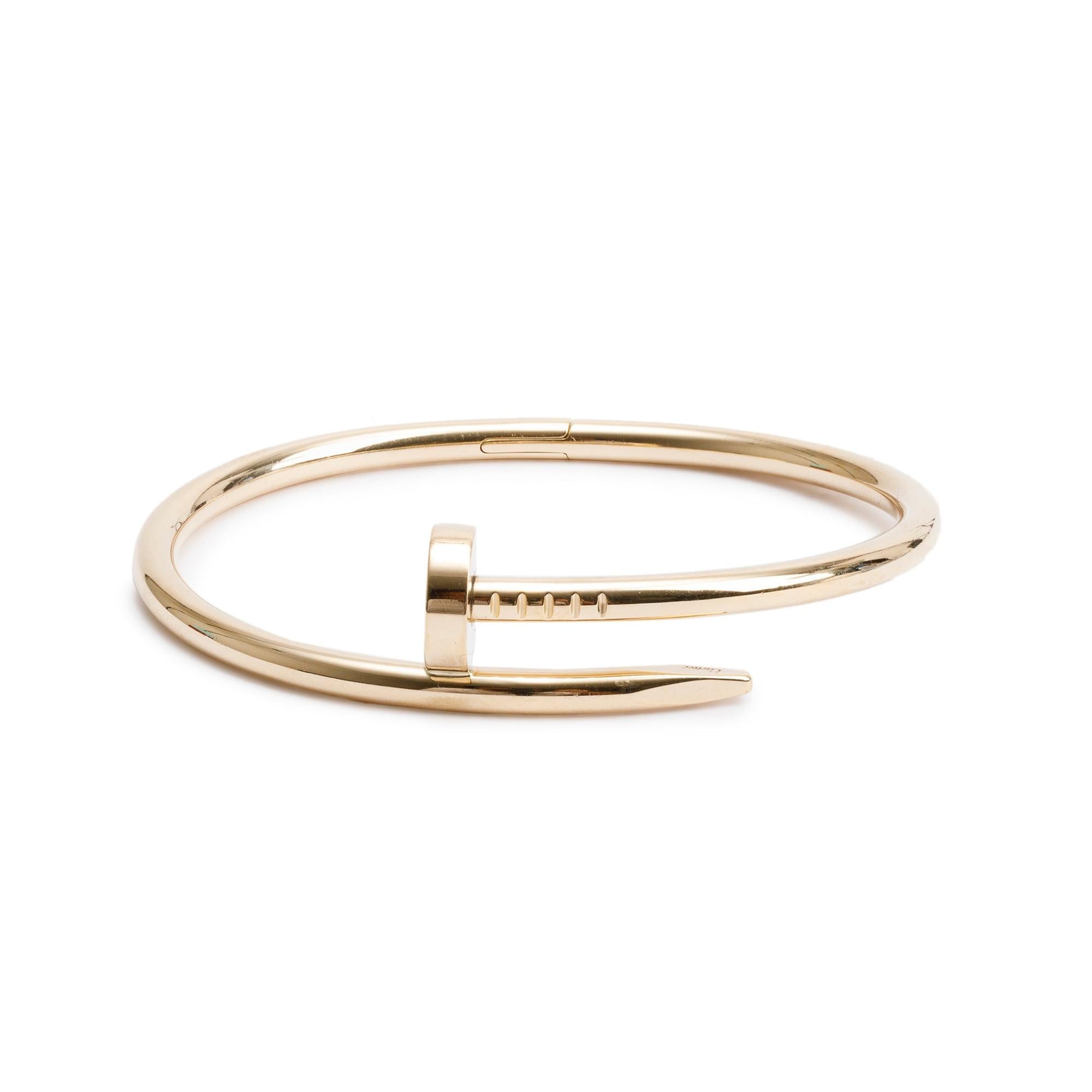 Cartier 18k Yellow Gold Juste Un Clou Bracelet, Size 16 w/ Box