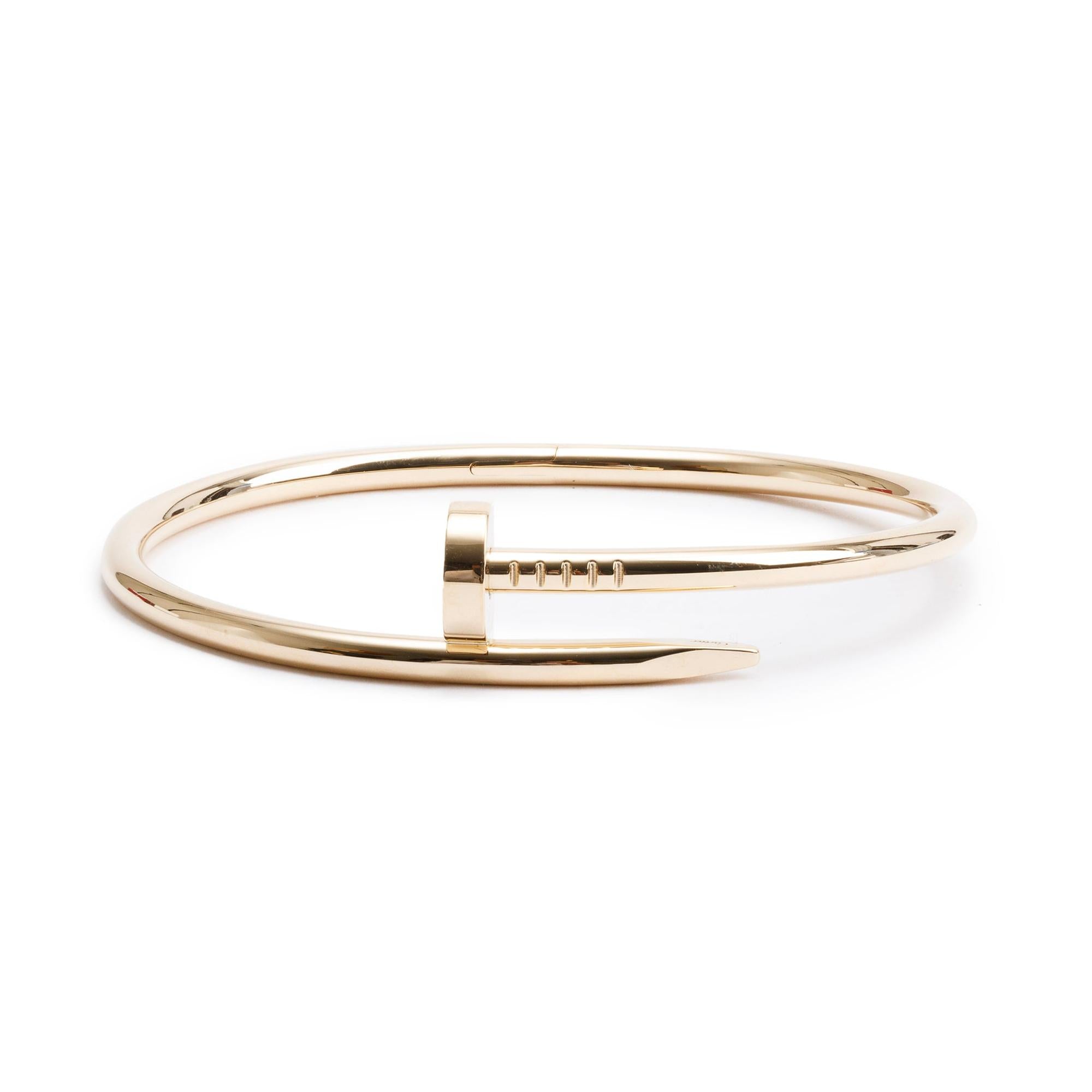 Cartier 18k Yellow Gold Juste Un Clou Bracelet, Size 18 w/ Box & Certificate