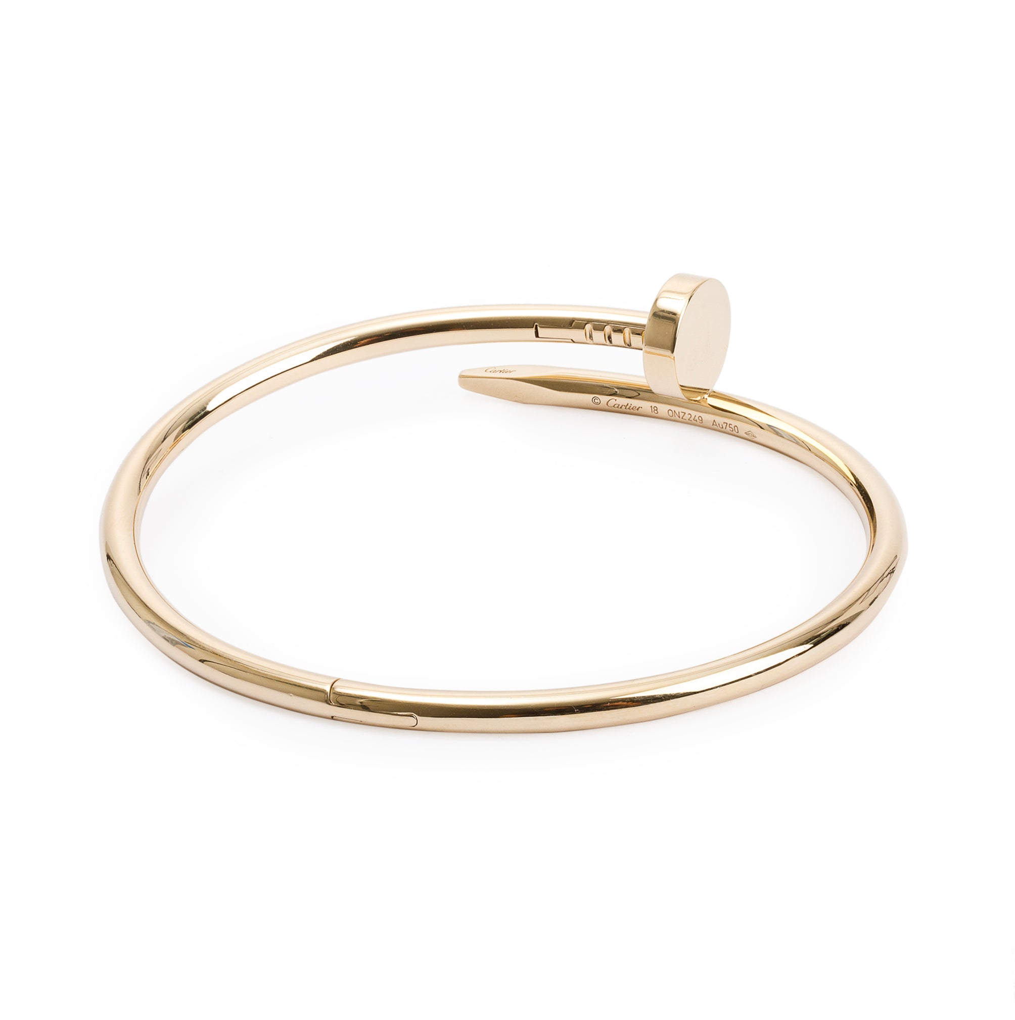 Cartier 18k Yellow Gold Juste Un Clou Bracelet, Size 18 w/ Box & Receipt