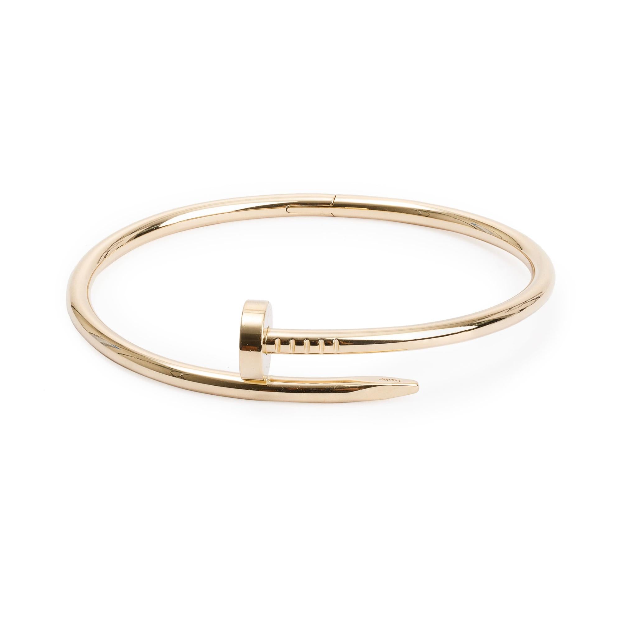 Cartier 18k Yellow Gold Juste Un Clou Bracelet, Size 18 w/ Box & Receipt