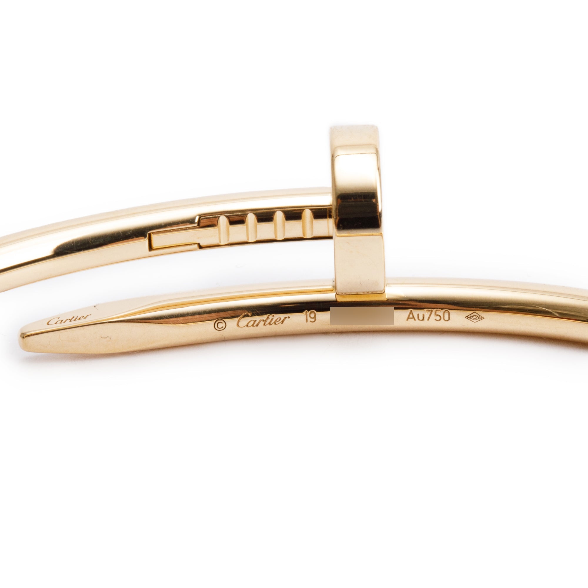 Cartier 18k Yellow Gold Juste Un Clou Bracelet, Size 19 w/ Box