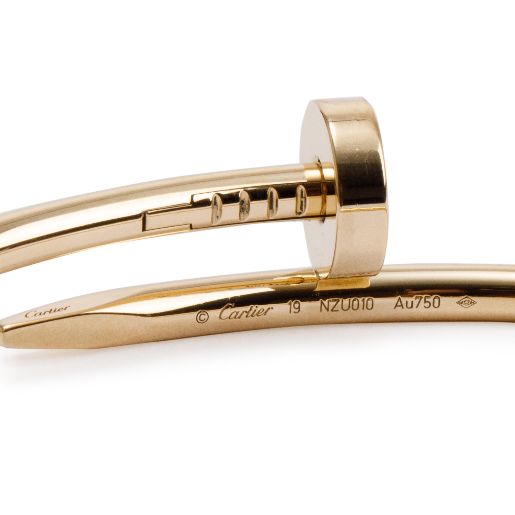 Cartier 18k Yellow Gold Juste Un Clou Bracelet, Size 19 w/ Box, Certificate & Receipt