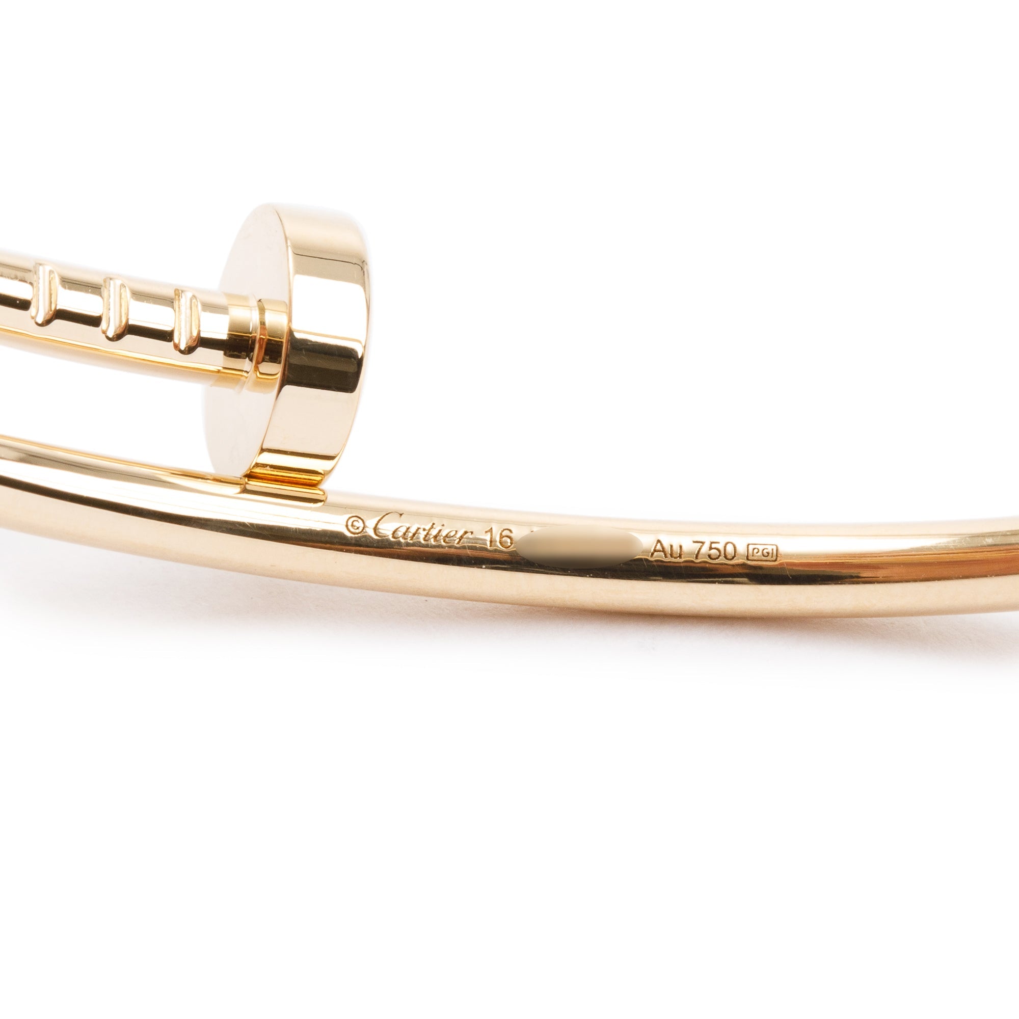 Cartier 18k Yellow Gold Juste Un Clou Bracelet, Small Model, Size 16 w/ Box, Certificate & Receipt