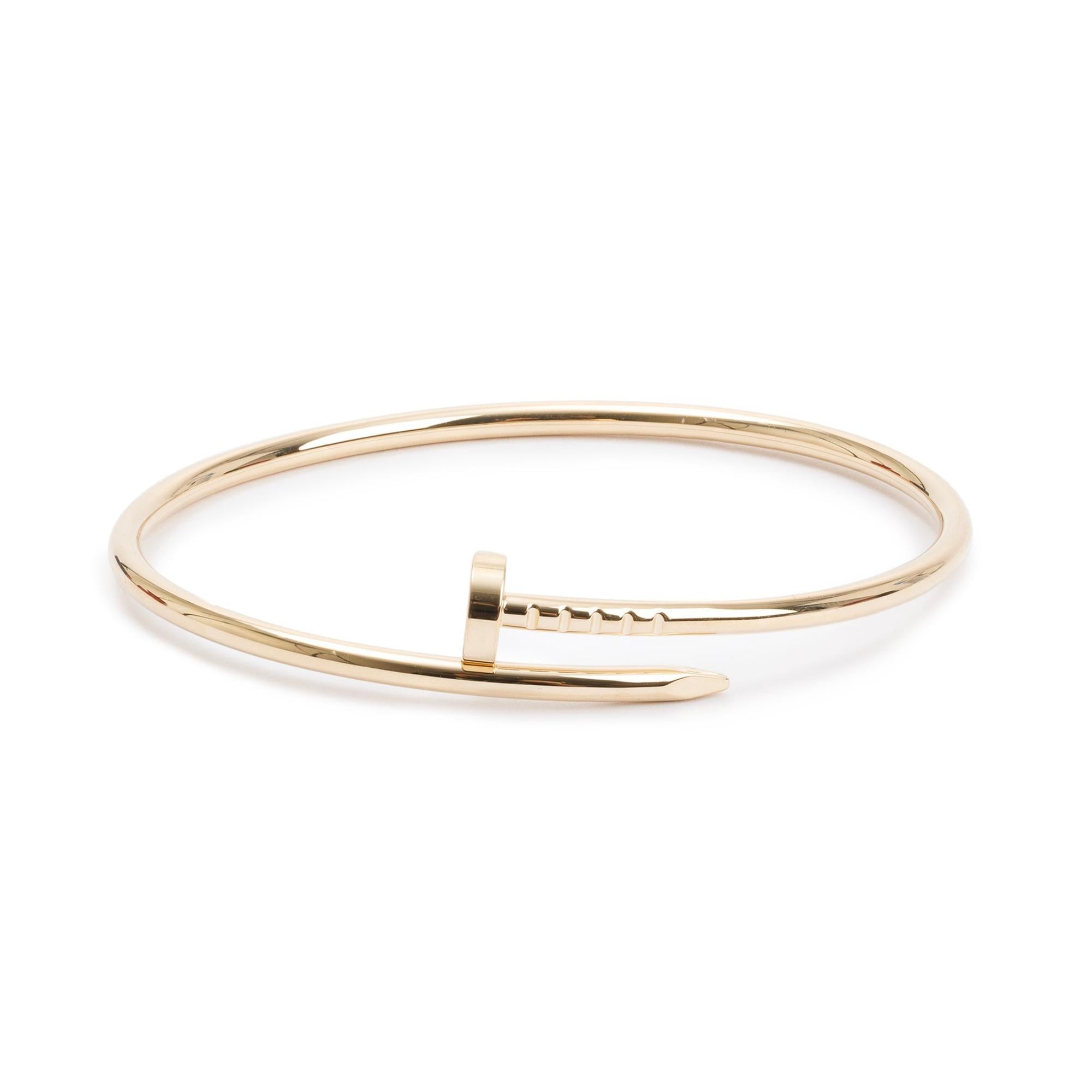 Cartier 18k Yellow Gold Juste Un Clou Bracelet, Small Model, Size 16 w/ Box, Certificate & Receipt
