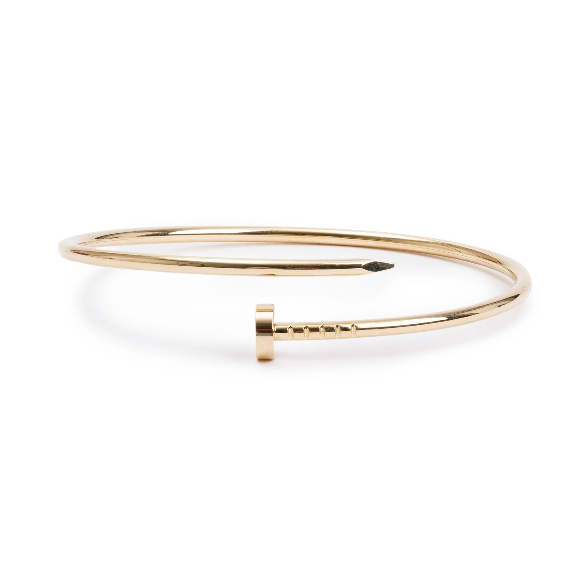 Cartier 18k Yellow Gold Juste Un Clou Bracelet, Small Model, Size 18 w/ Pouch, Certificate & Receipt