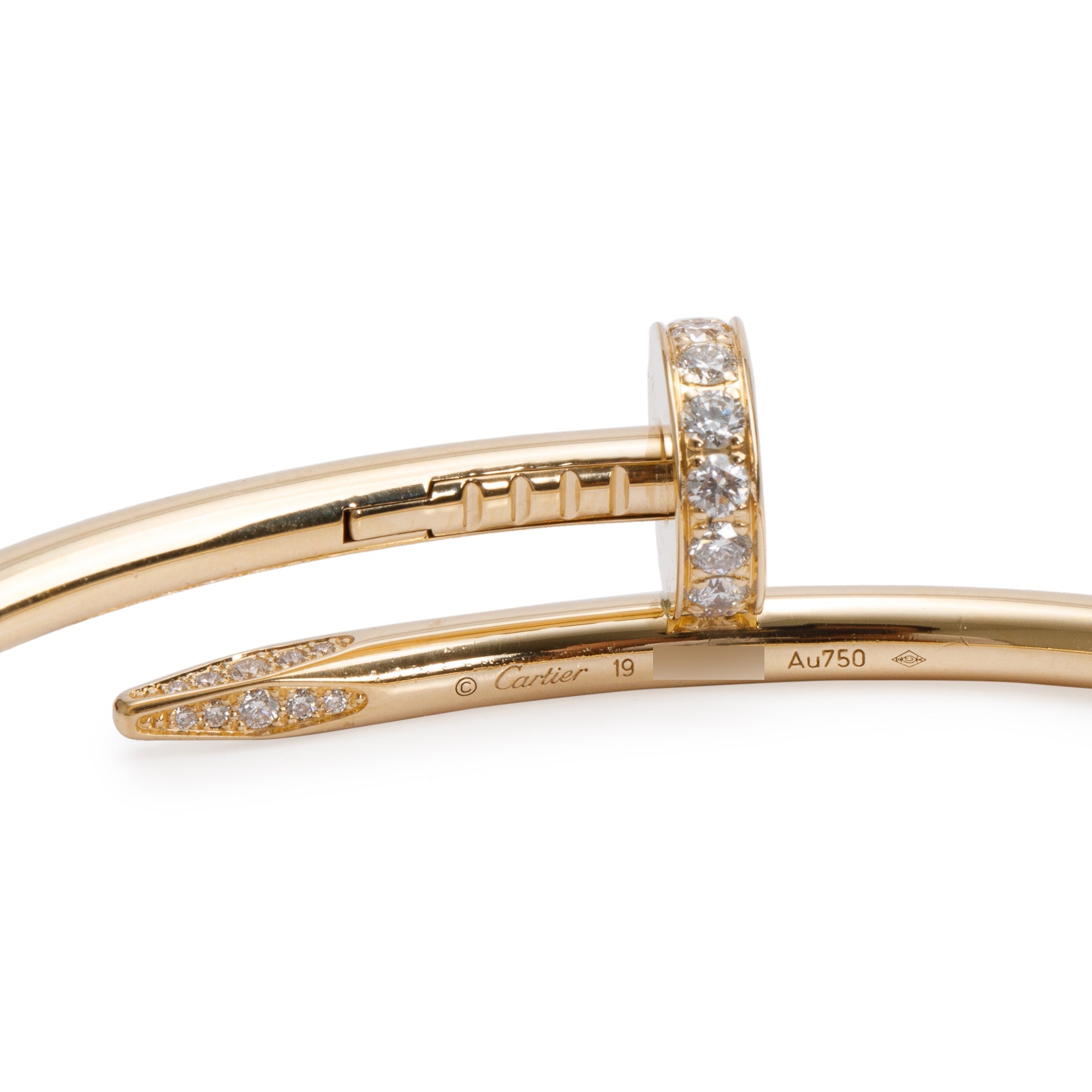 Cartier 18k Yellow Gold Juste Un Clou Diamond Bracelet, Size 19