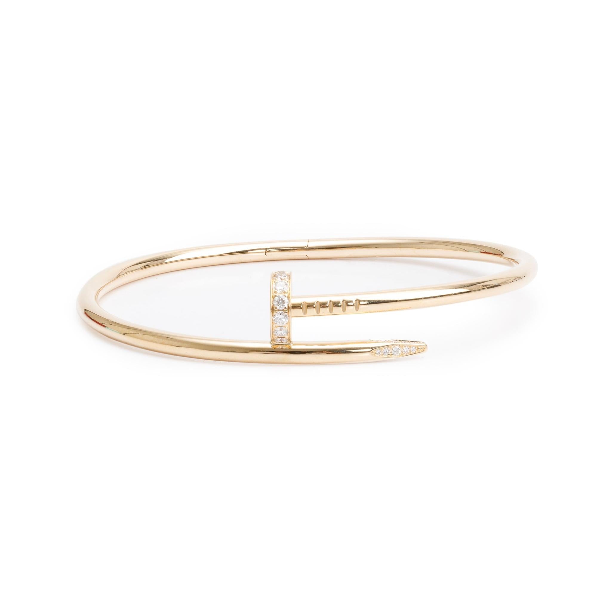 Cartier 18k Yellow Gold Juste Un Clou Diamond Bracelet, Size 19