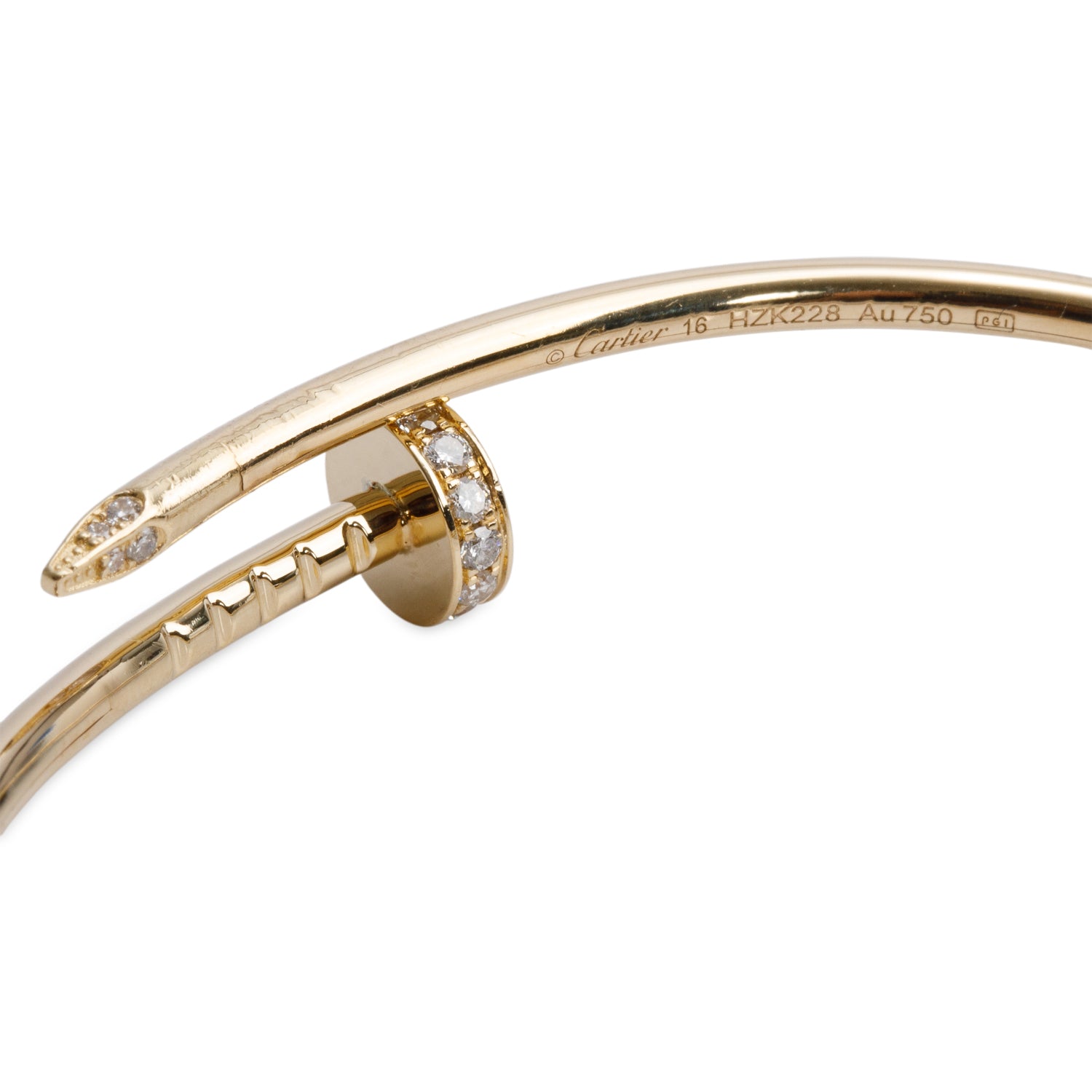 Cartier 18k Yellow Gold Juste Un Clou Diamond Bracelet, Small Model, Size 16