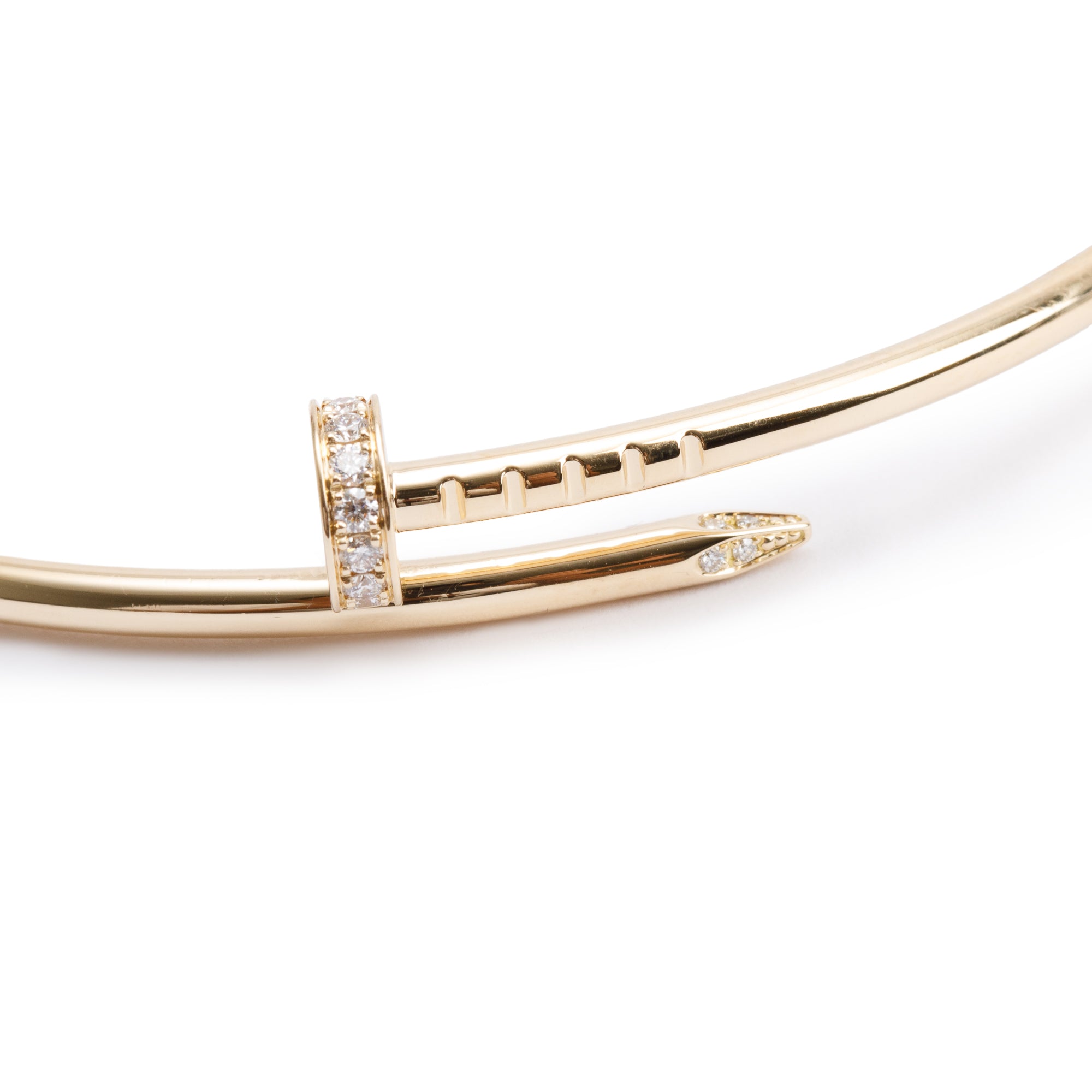Cartier 18k Yellow Gold Juste Un Clou Diamond Bracelet, Small Model, Size 17