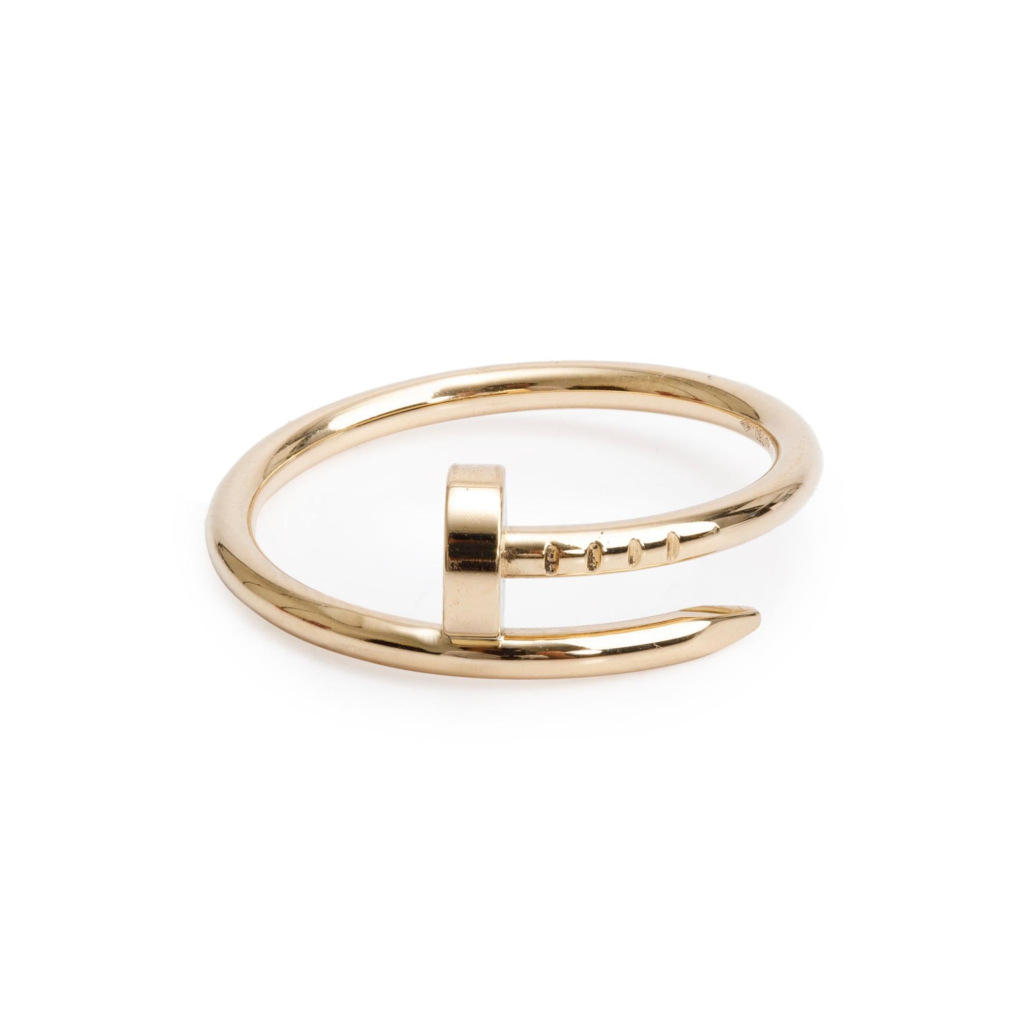 Cartier 18k Yellow Gold Juste Un Clou Ring, Small Model, Size 55 7.25 w/ Box