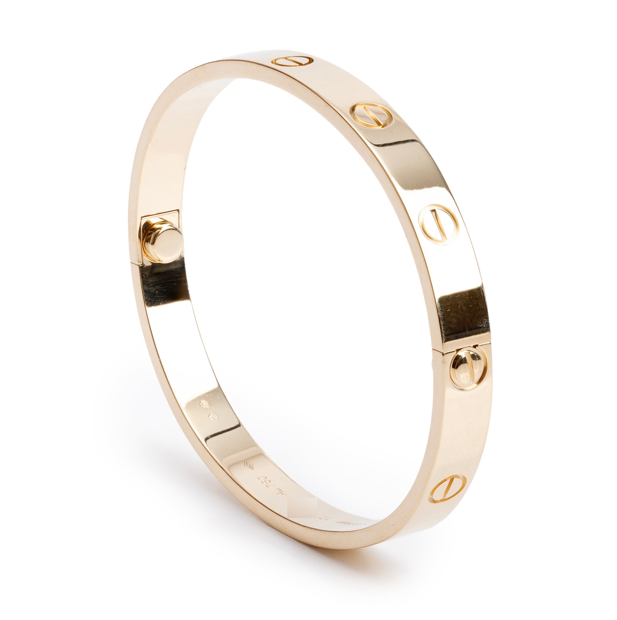 Cartier 18k Yellow Gold Love Bracelet, Size 17 w/ Box & Certificate