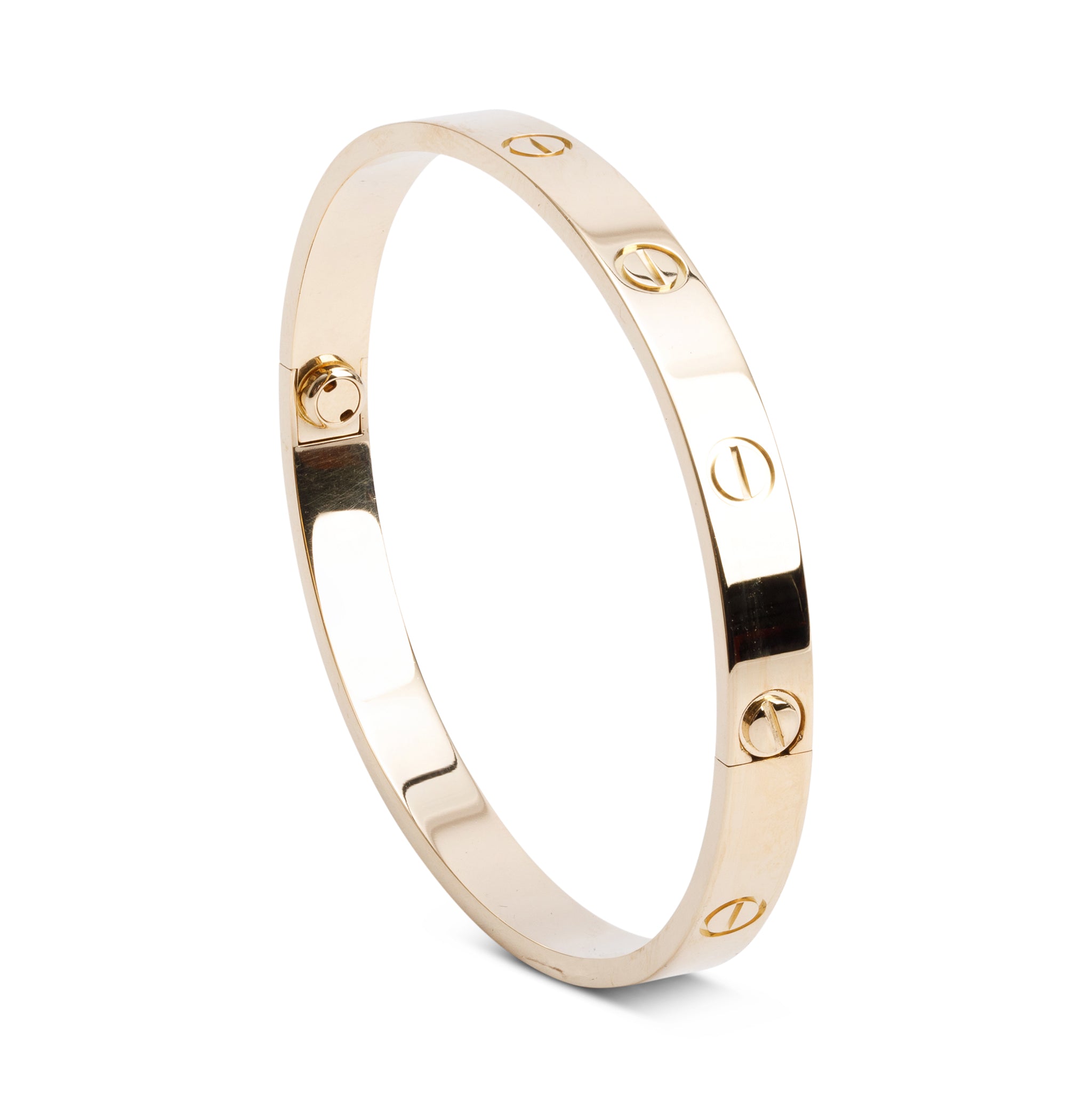 Cartier 18k Yellow Gold Love Bracelet, Size 18 w/ Box & Certificate